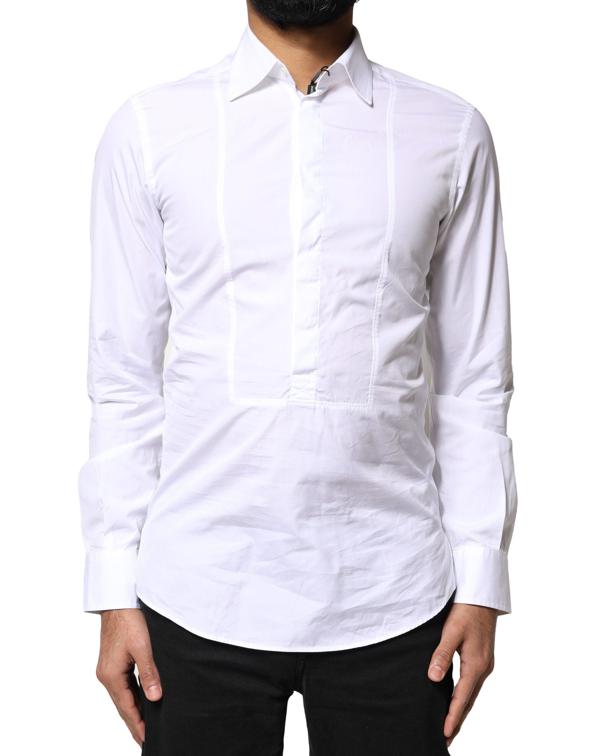 White Cotton Long Sleeves Formal Dress Shirt - ventzia