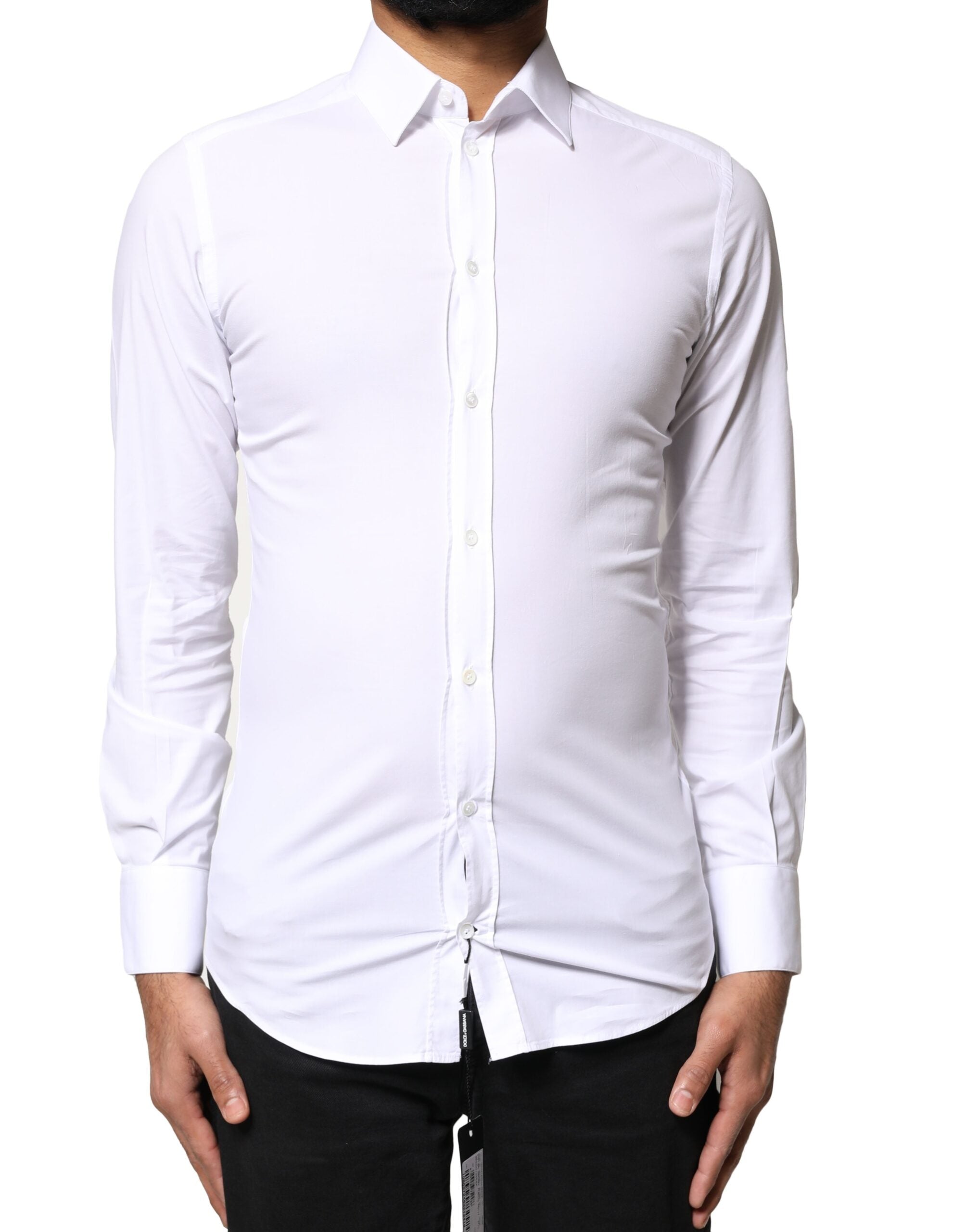 White GOLD Cotton Long Sleeves Dress Shirt - ventzia