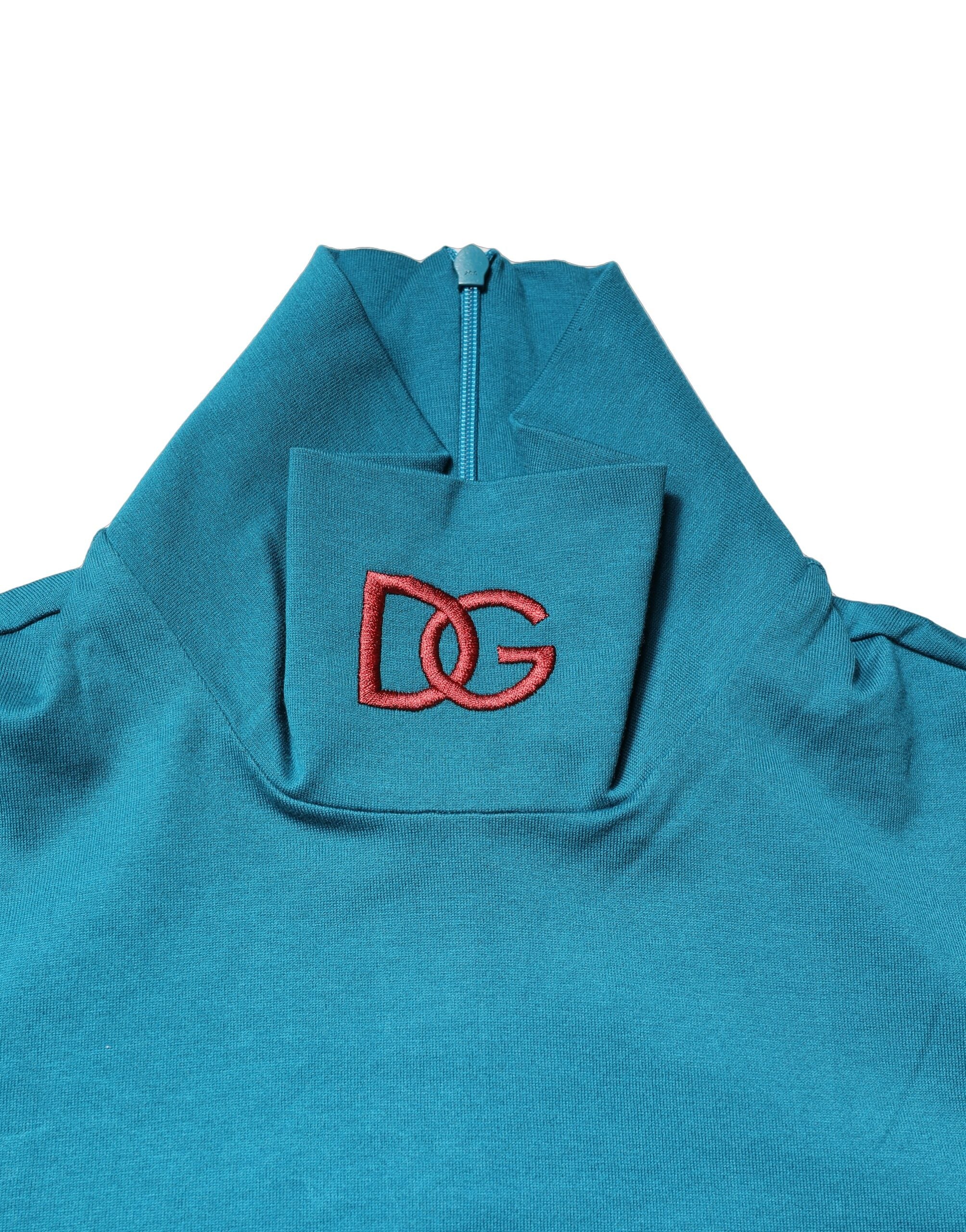 Blue Cotton Turtleneck Long Sleeves Sweater - ventzia