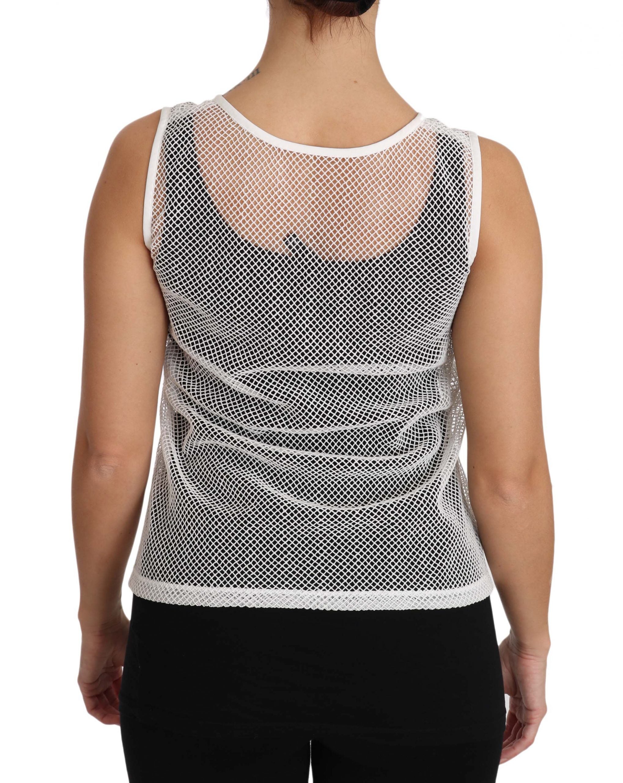 Elegant White Sheer Sleeveless Top - ventzia