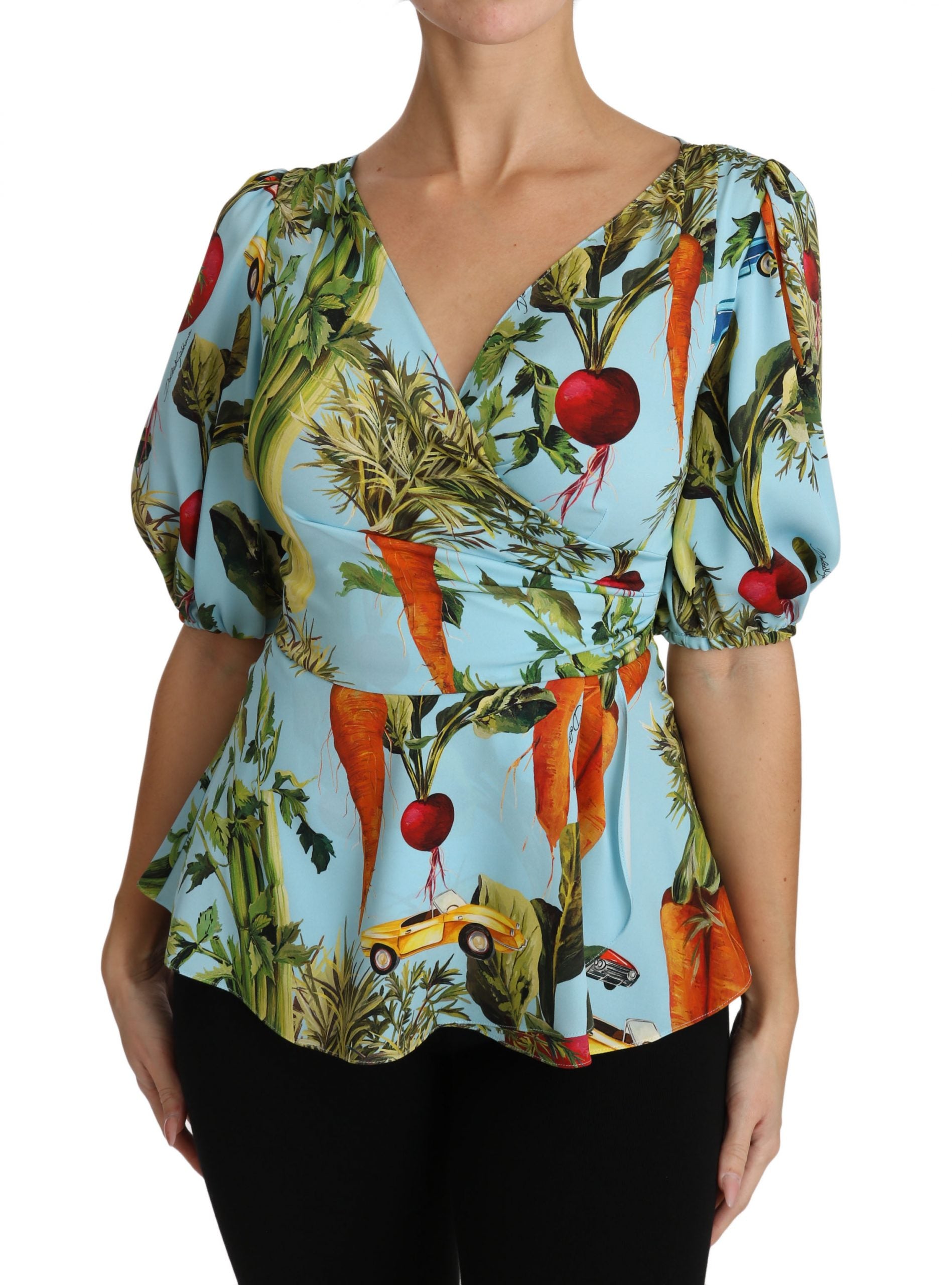Vegetable Print Silk Top Extravaganza - ventzia