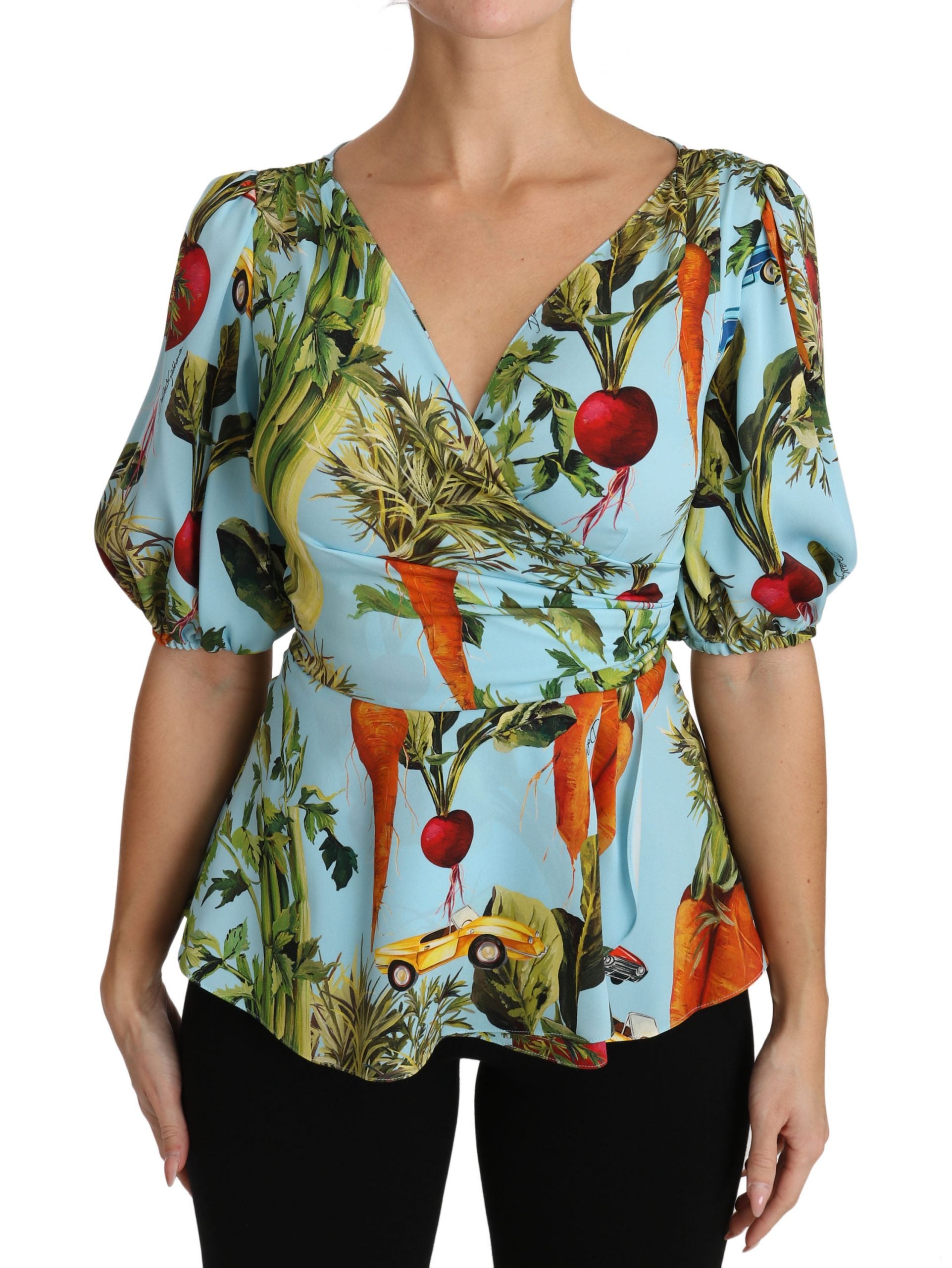 Vegetable Print Silk Top Extravaganza - ventzia
