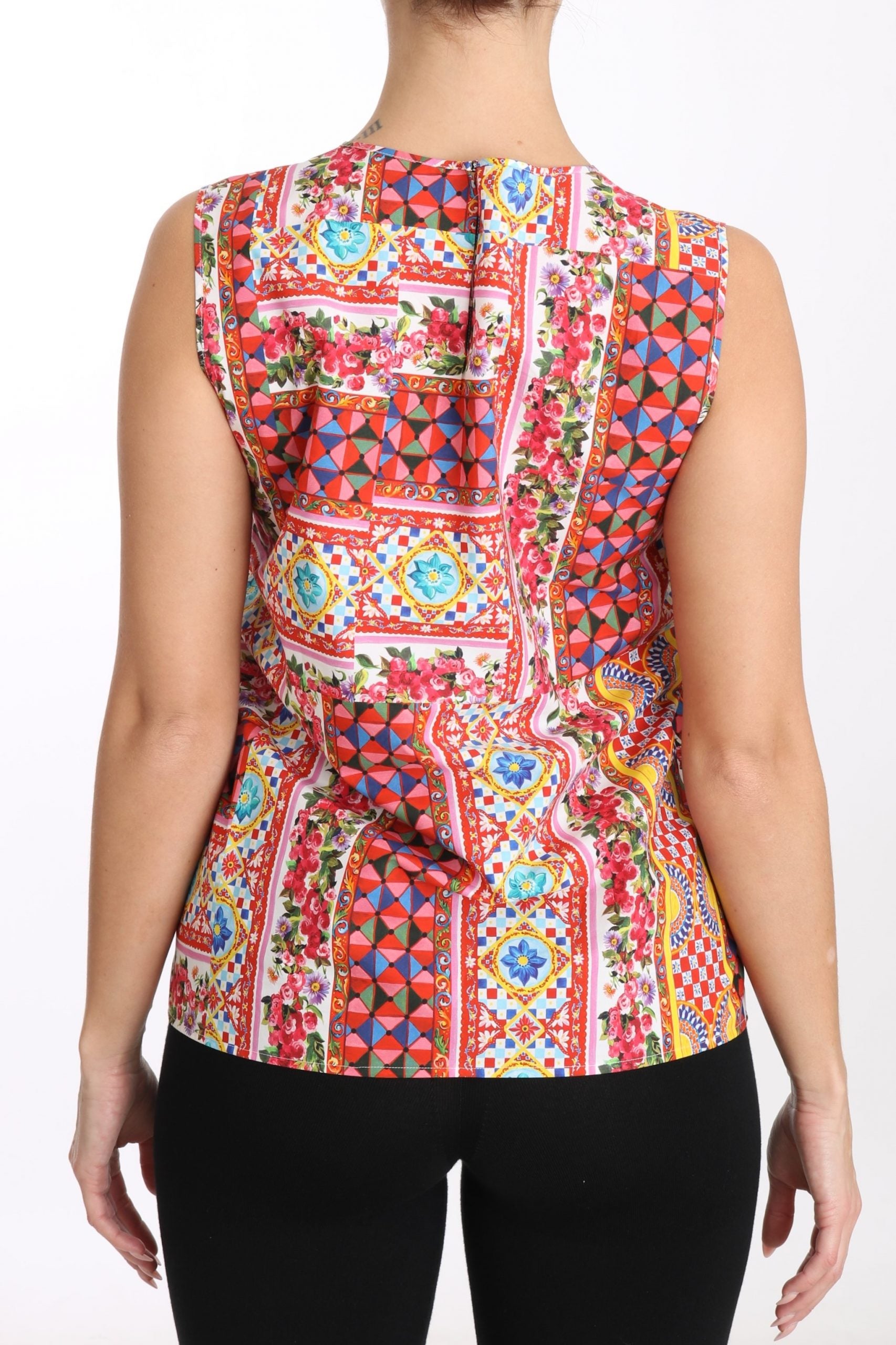 Carretto Print Pure Cotton Tank Top - ventzia