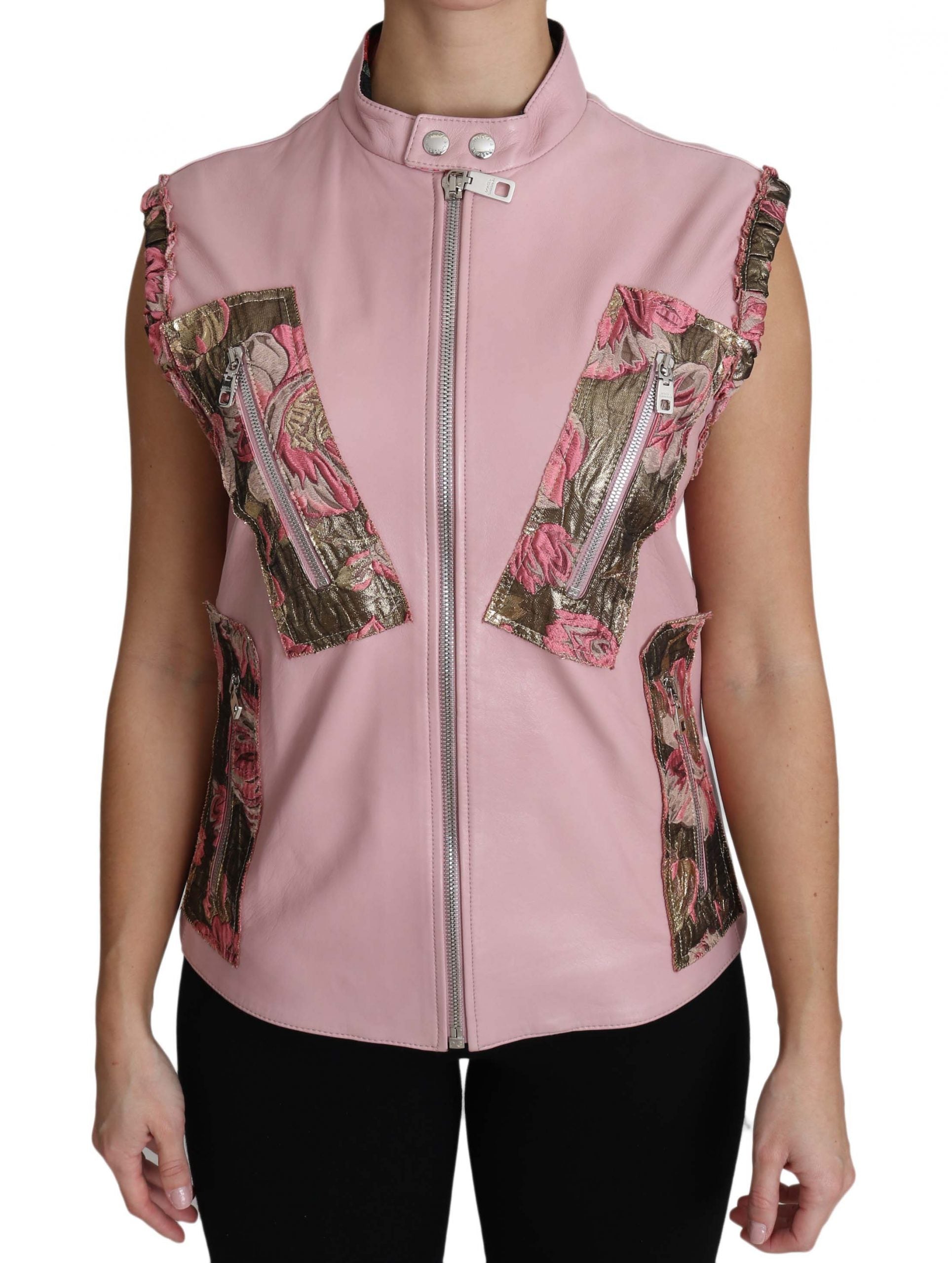 Stunning Pink Sleeveless Leather Vest - ventzia