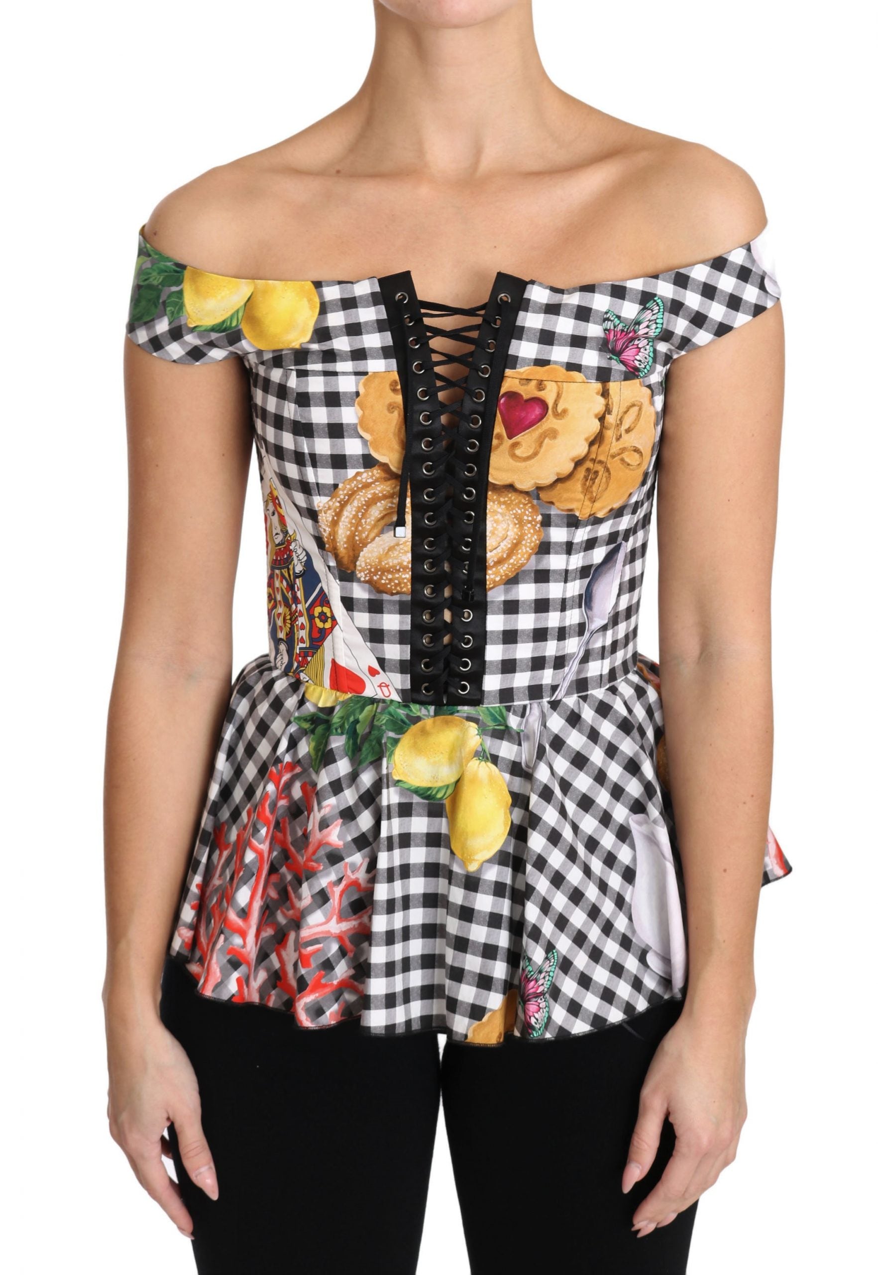 Chic Checkered Corset Top Blouse - ventzia