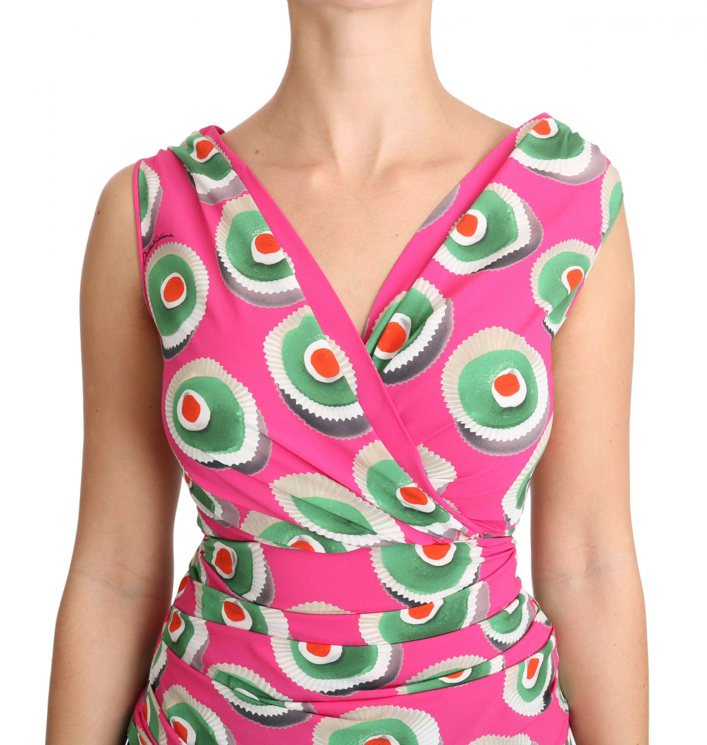 Sicilian Cake Print Sleeveless Silk Top - ventzia