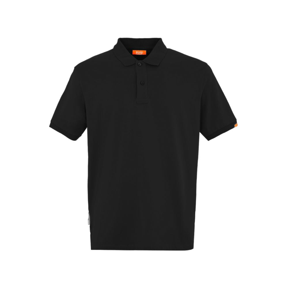 Black Cotton Polo Shirt - ventzia