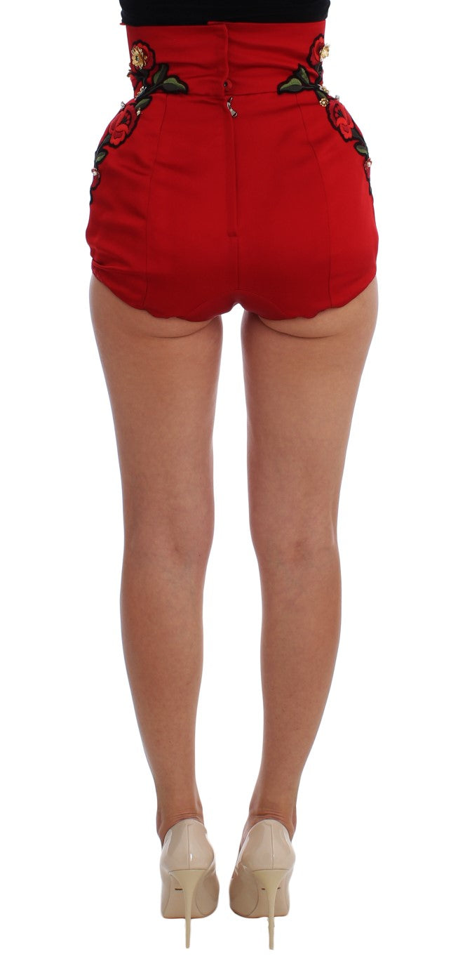 Enchanted Sicilian Rose Embroidered Mini Shorts - ventzia