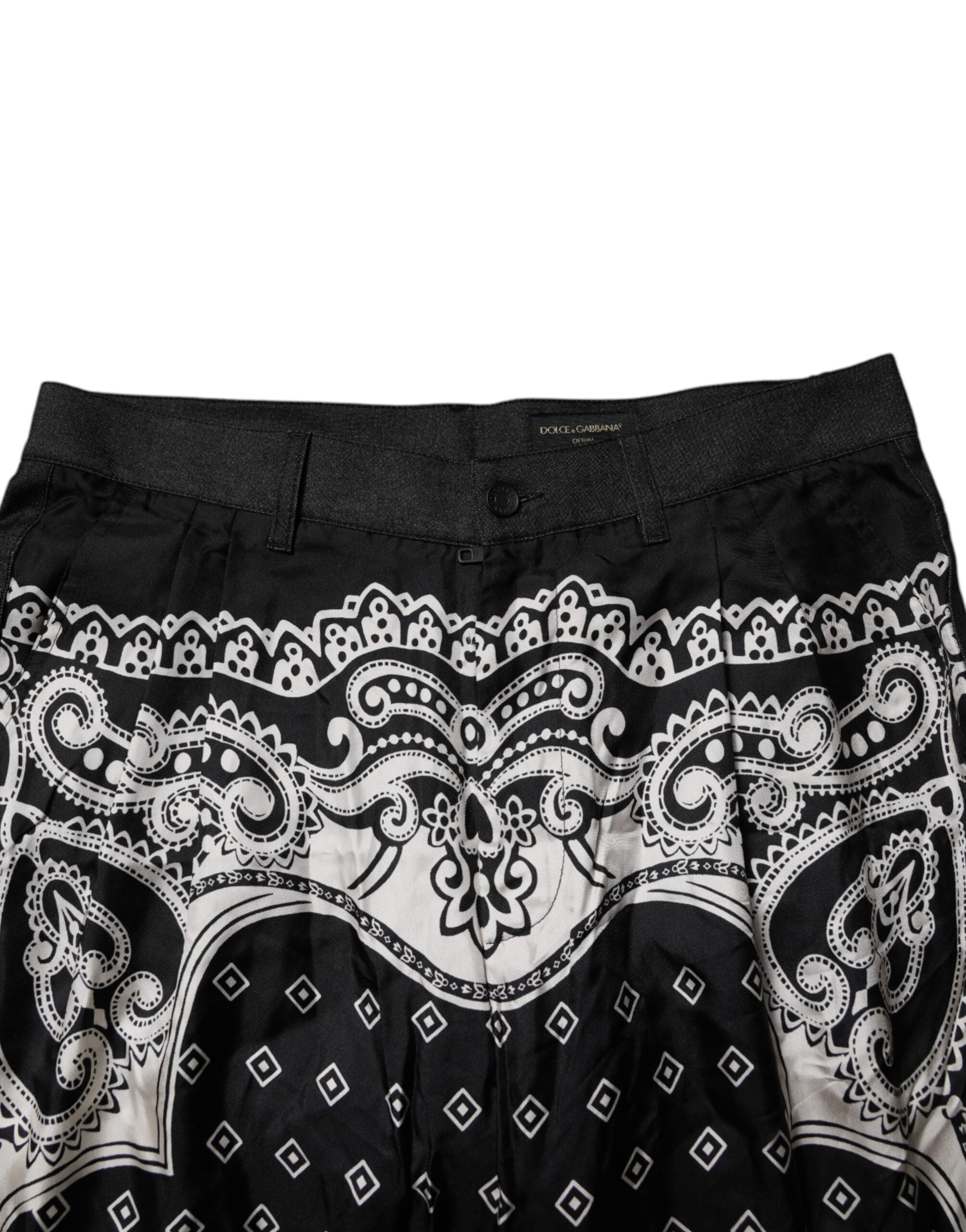 Black Bandana Cotton Skinny Denim Jeans - ventzia