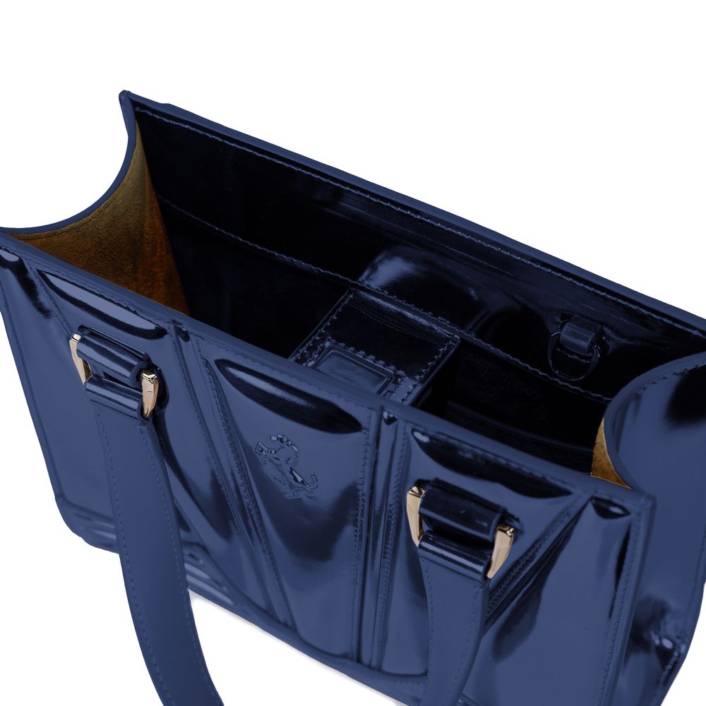 Blue Leather Handbag - ventzia