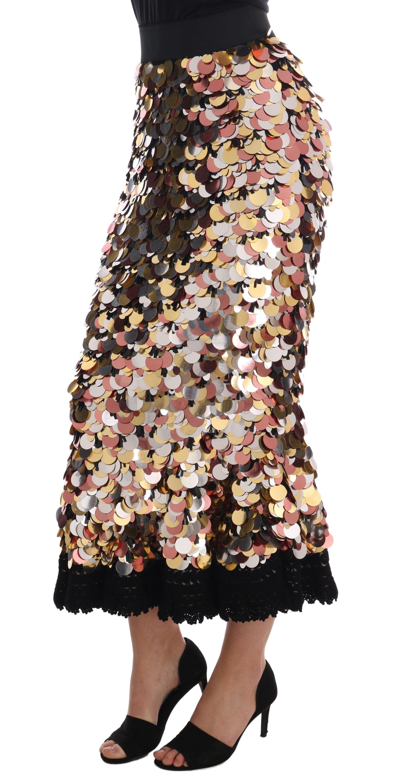 Sequin Embellished High-Waist Pencil Skirt - ventzia