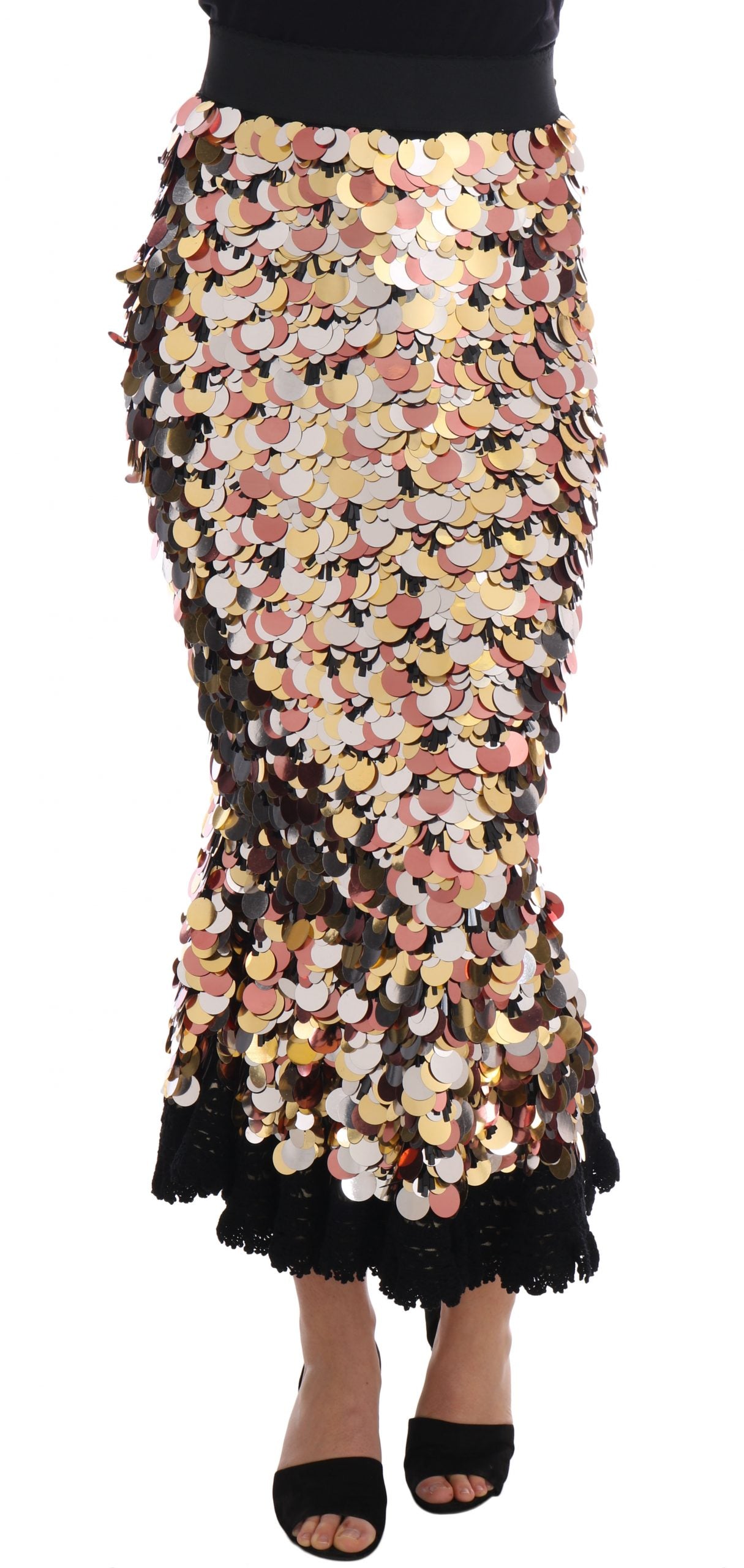 Sequin Embellished High-Waist Pencil Skirt - ventzia