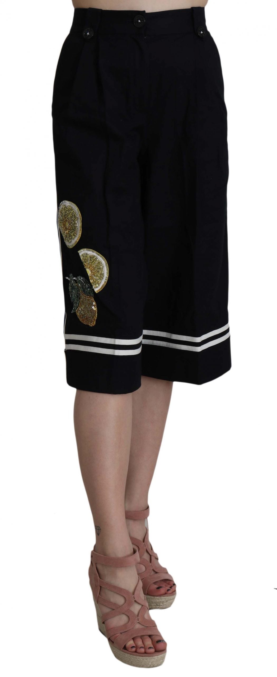 Elegant High Waist Black Cotton Pants - ventzia