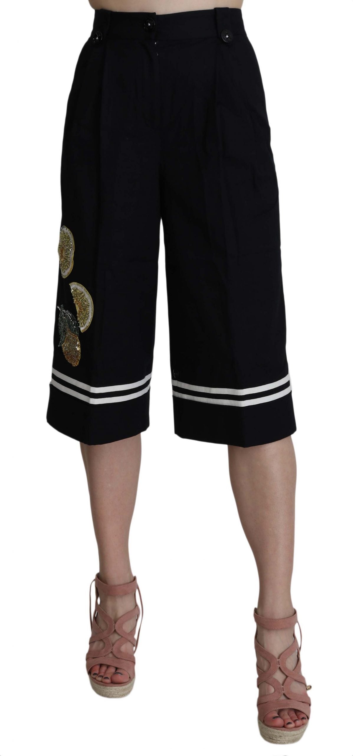 Elegant High Waist Black Cotton Pants - ventzia