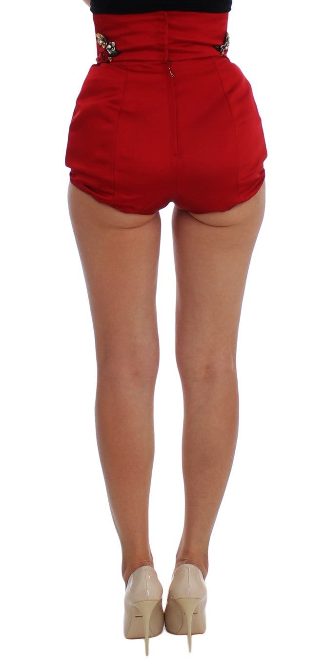 Enchanted Sicily Crystal-Embellished Silk Shorts - ventzia