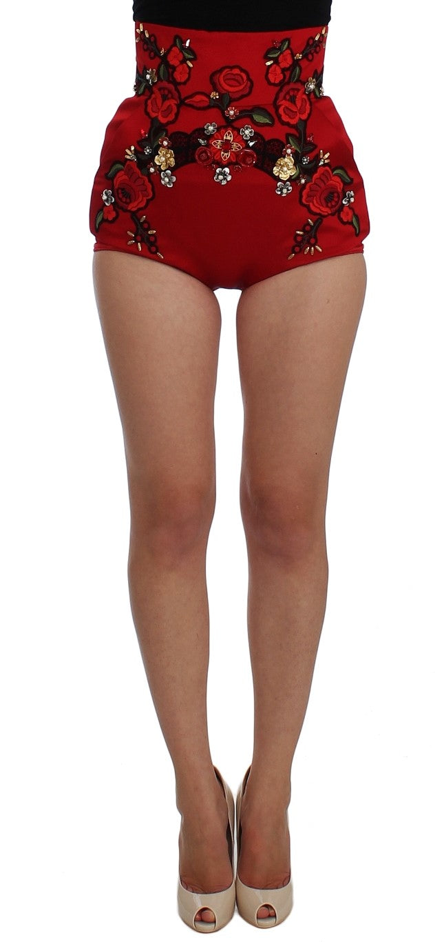 Enchanted Sicily Crystal-Embellished Silk Shorts - ventzia