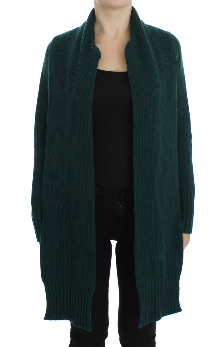 Elegant Green Cashmere Cardigan Sweater - ventzia