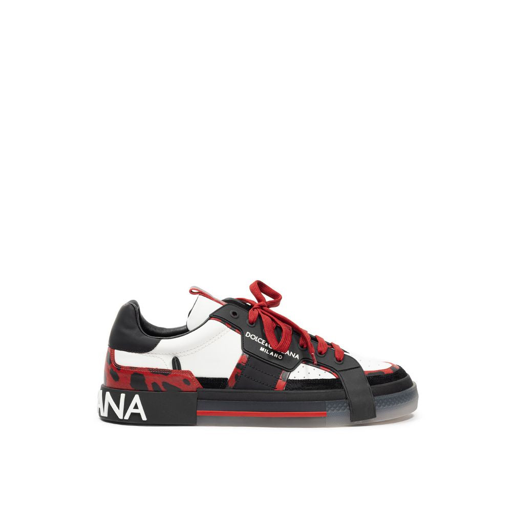 Black And White Leather Sneaker - ventzia