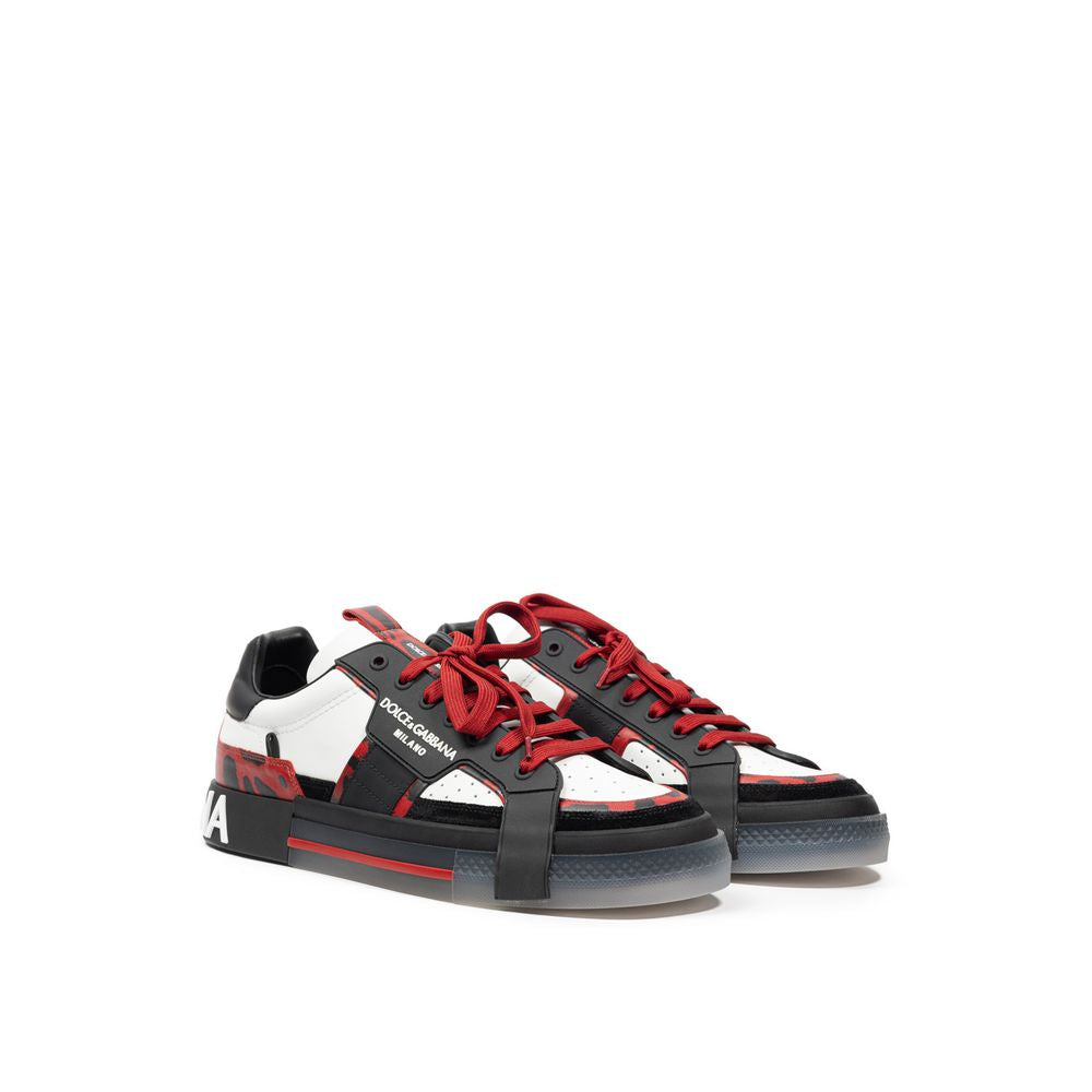 Black And White Leather Sneaker - ventzia