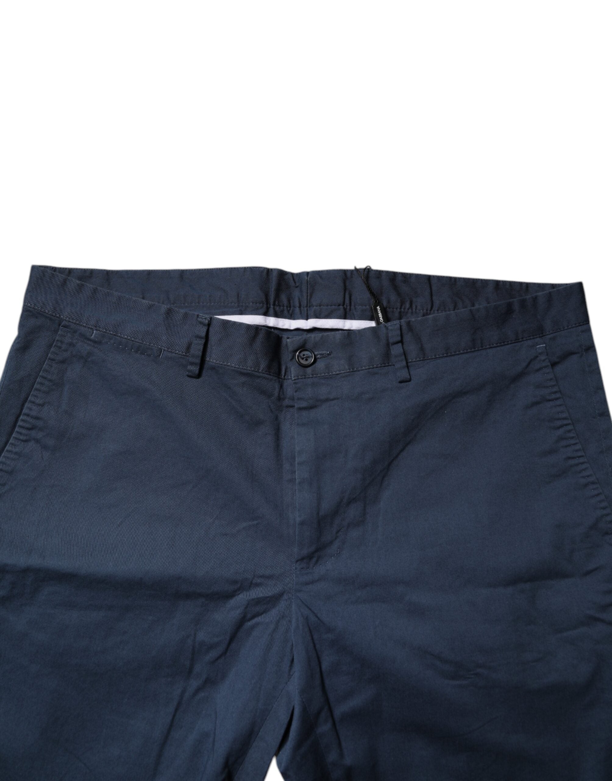 Blue Cotton Mid Waist Men Bermuda Shorts - ventzia