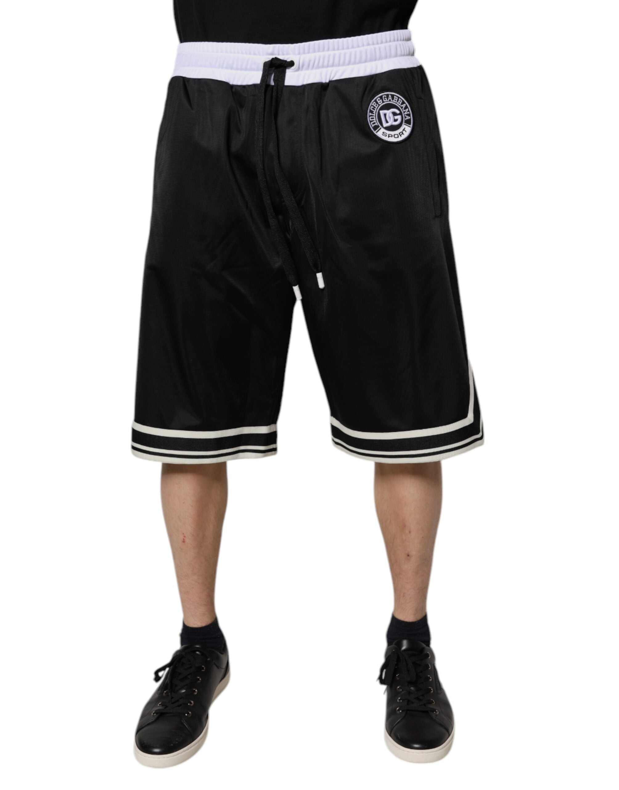 Black White Men Bermuda Sweatshorts Shorts - ventzia