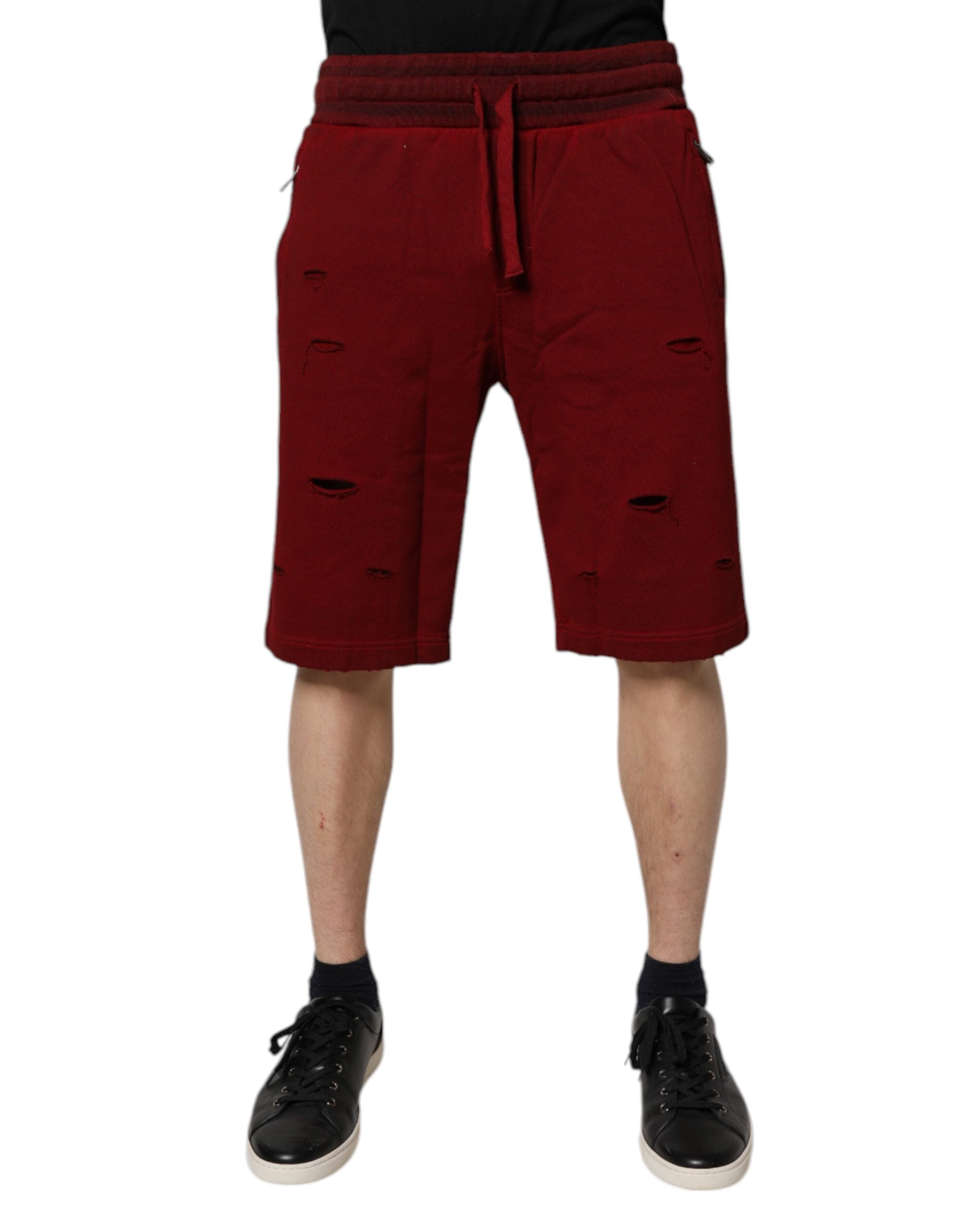 Maroon Rip Style Bermuda Sweatshorts Shorts - ventzia