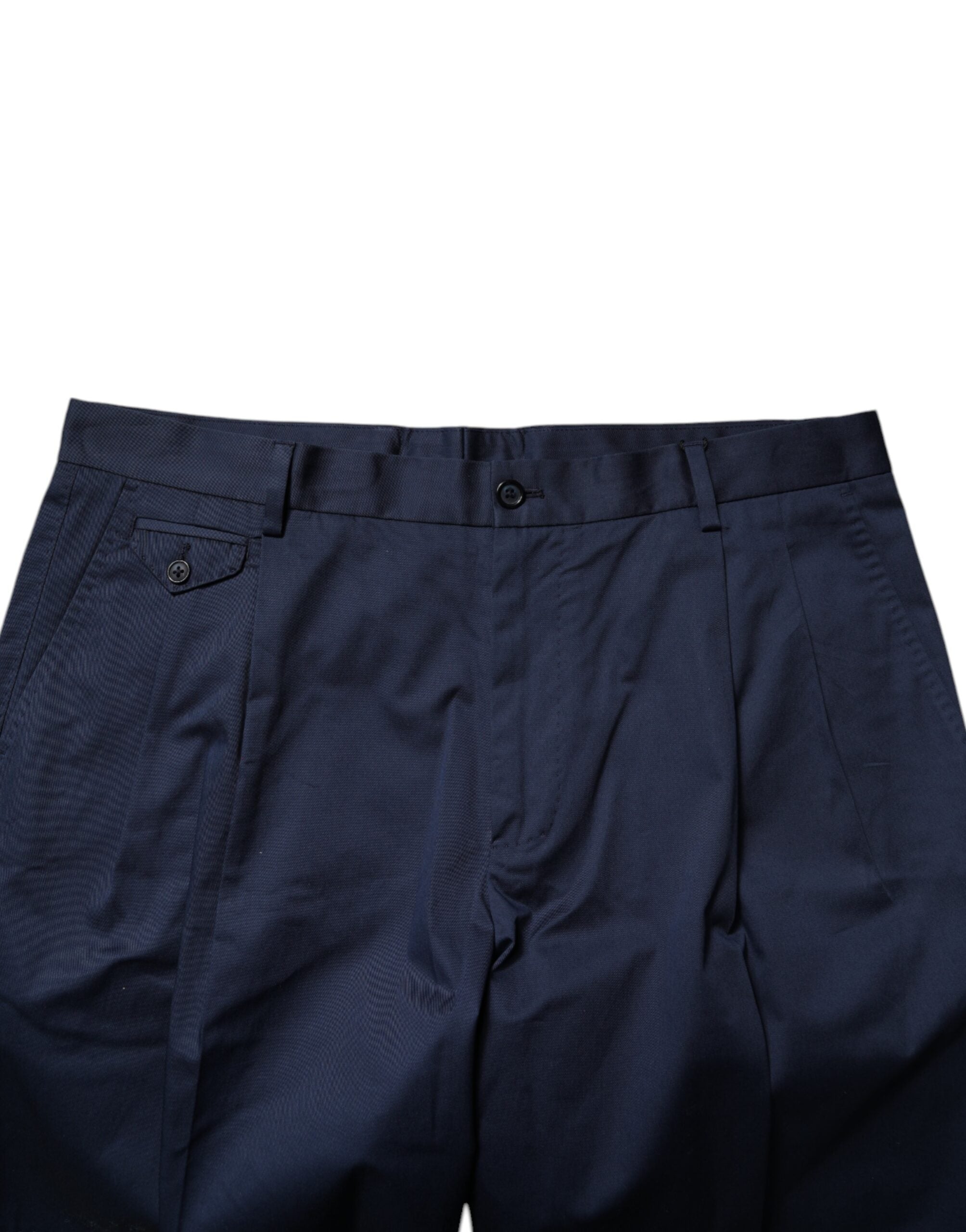 Dark Blue Cotton Mid Waist Men Bermuda Shorts - ventzia
