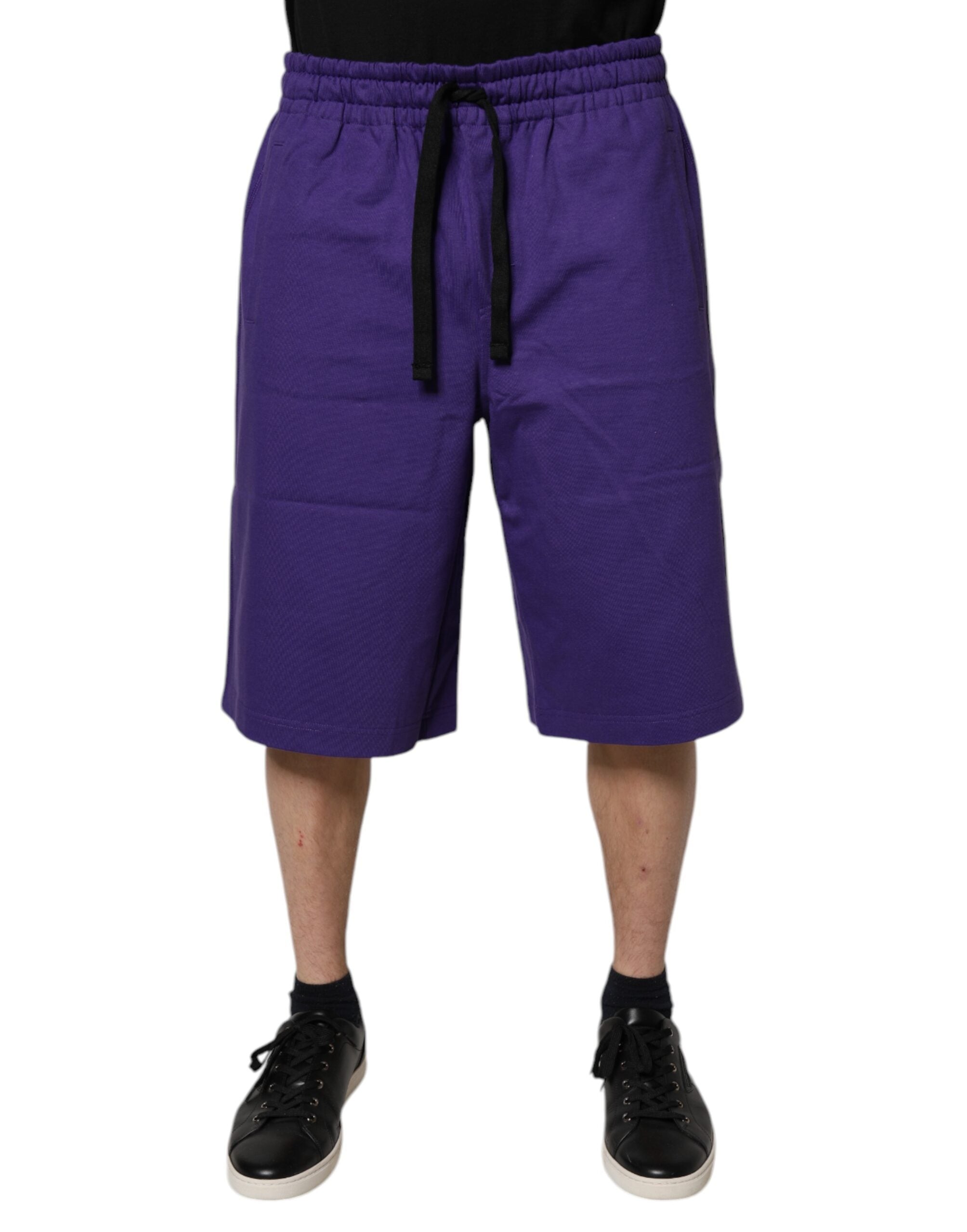 Purple Cotton Men Bermuda Sweatshorts Shorts - ventzia