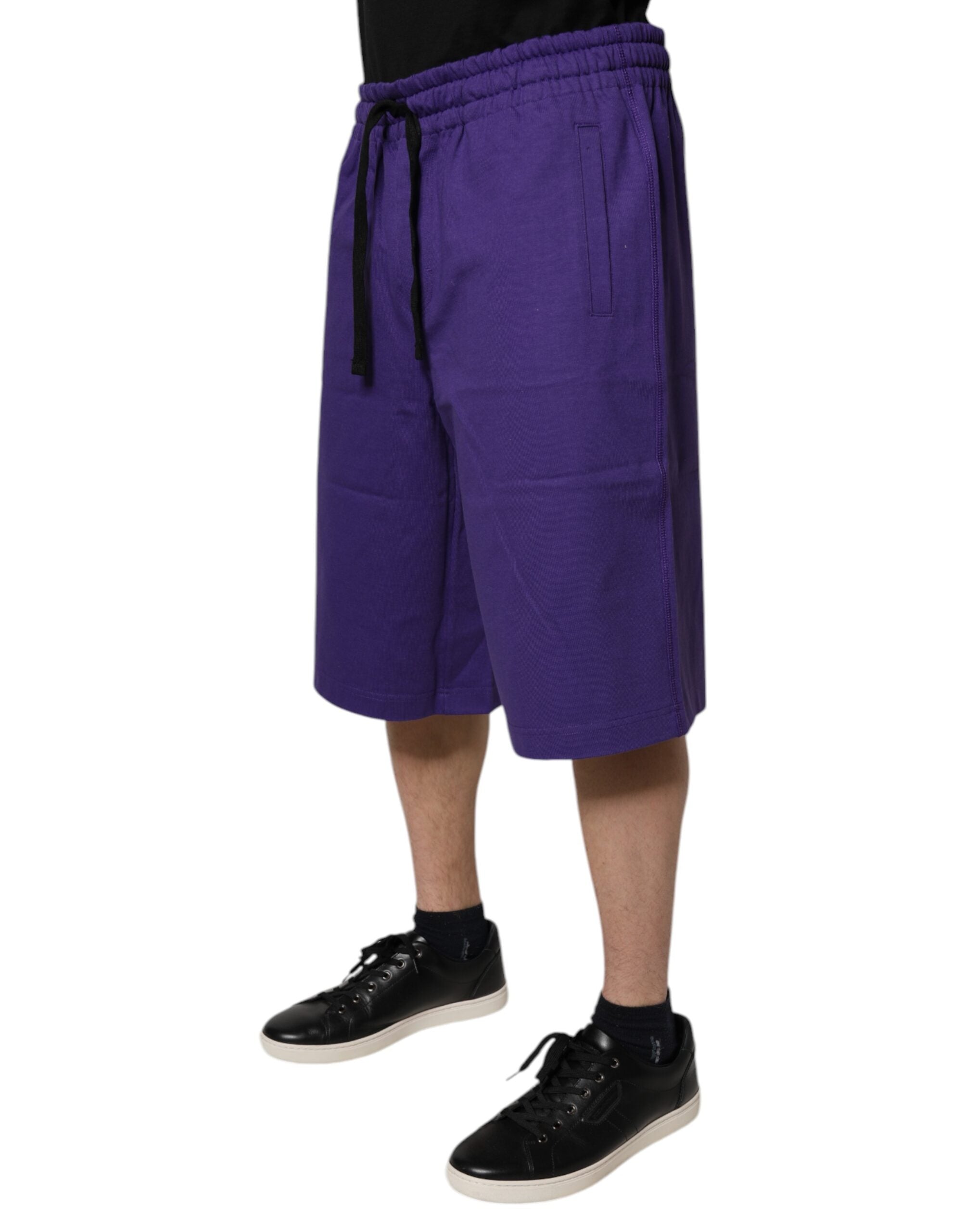 Purple Cotton Men Bermuda Sweatshorts Shorts - ventzia