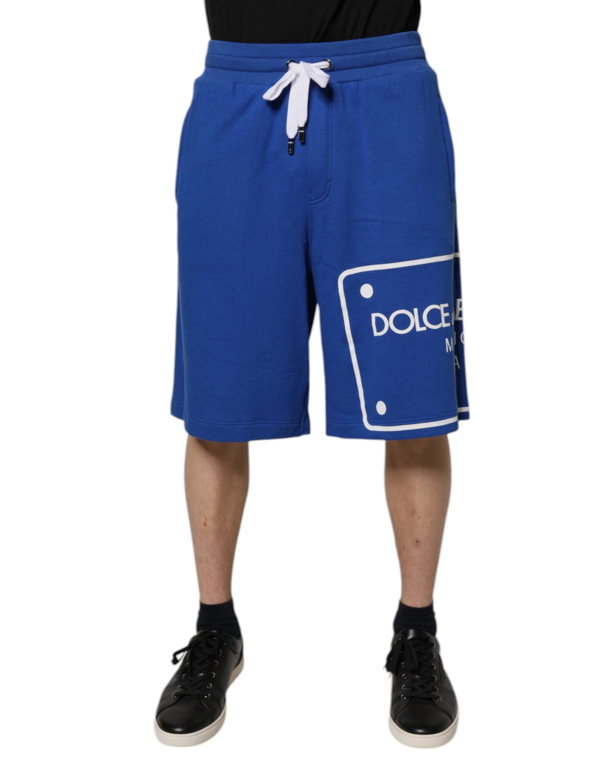 Blue Logo Cotton Bermuda Sweatshorts Shorts - ventzia