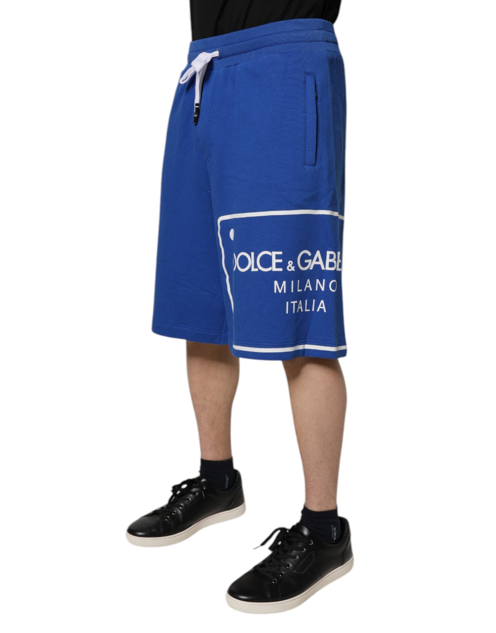 Blue Logo Cotton Bermuda Sweatshorts Shorts - ventzia