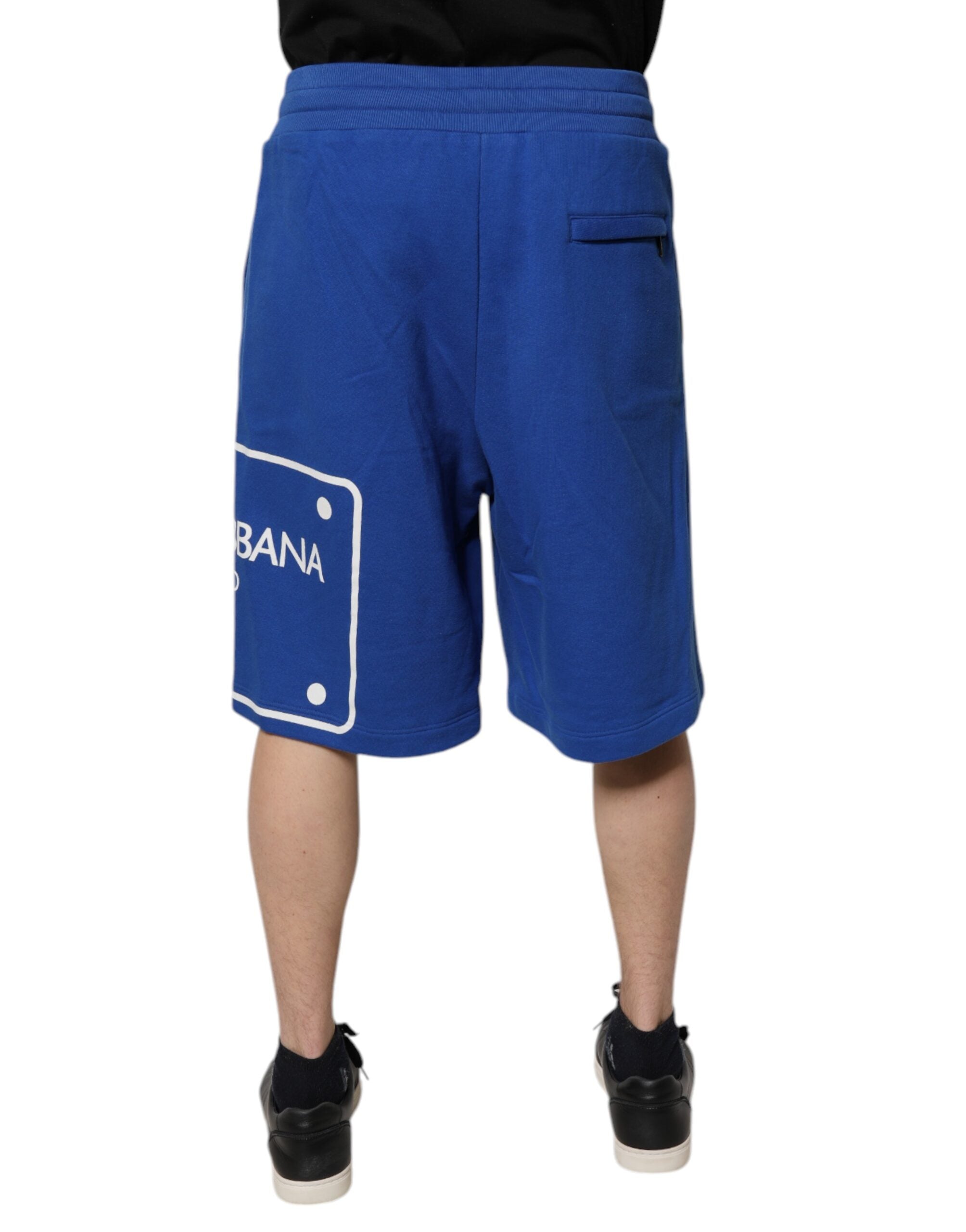 Blue Logo Cotton Bermuda Sweatshorts Shorts - ventzia