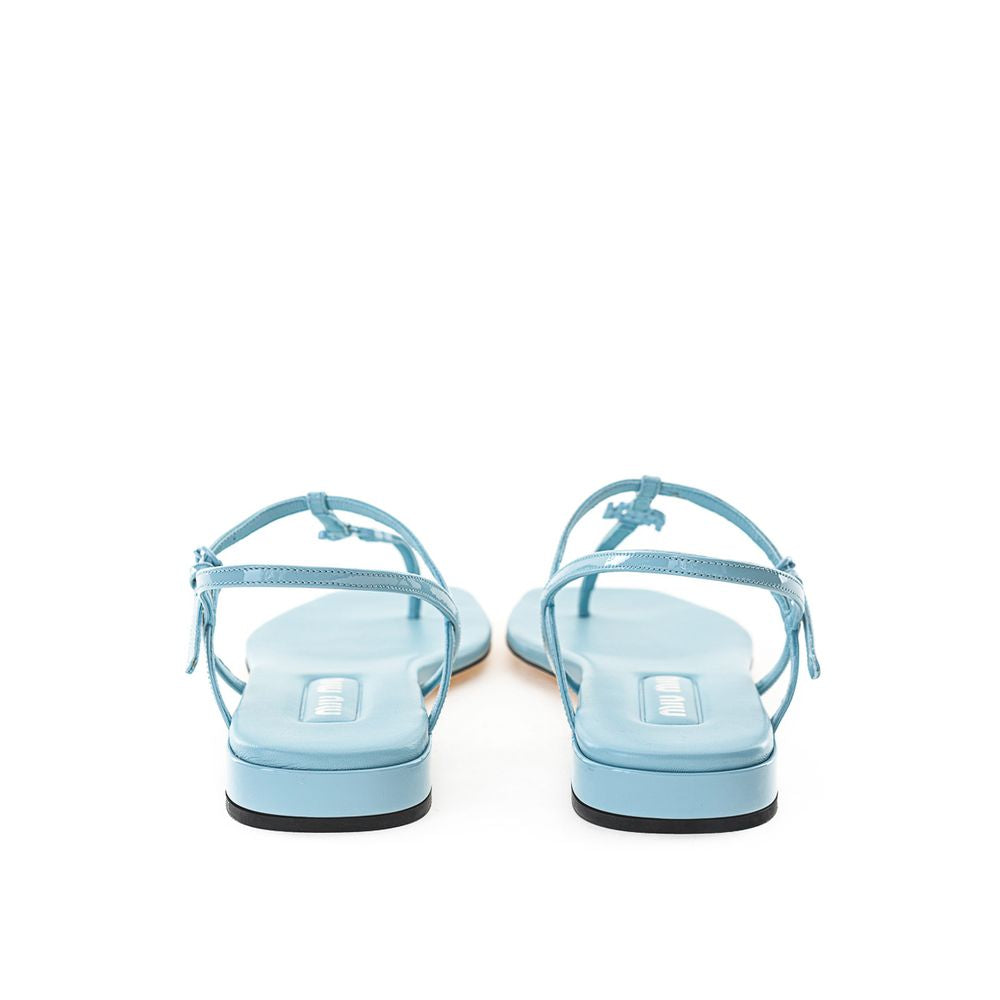 Blue Patent Leather Flip-Flop Sandal - ventzia