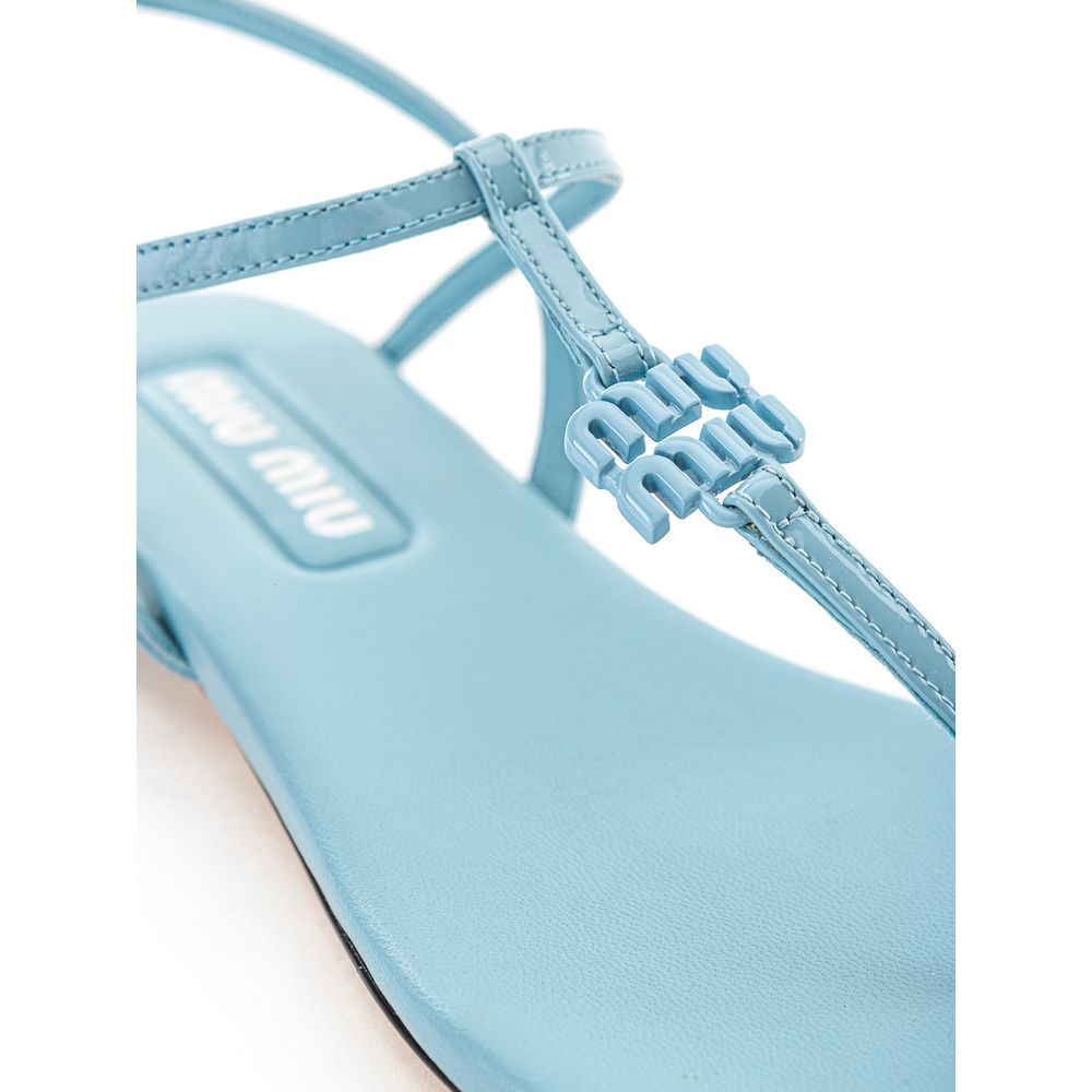 Blue Patent Leather Flip-Flop Sandal - ventzia