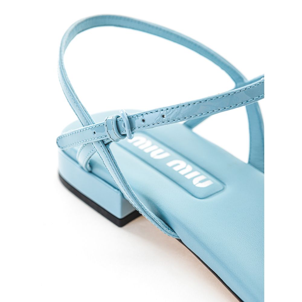 Blue Patent Leather Flip-Flop Sandal - ventzia