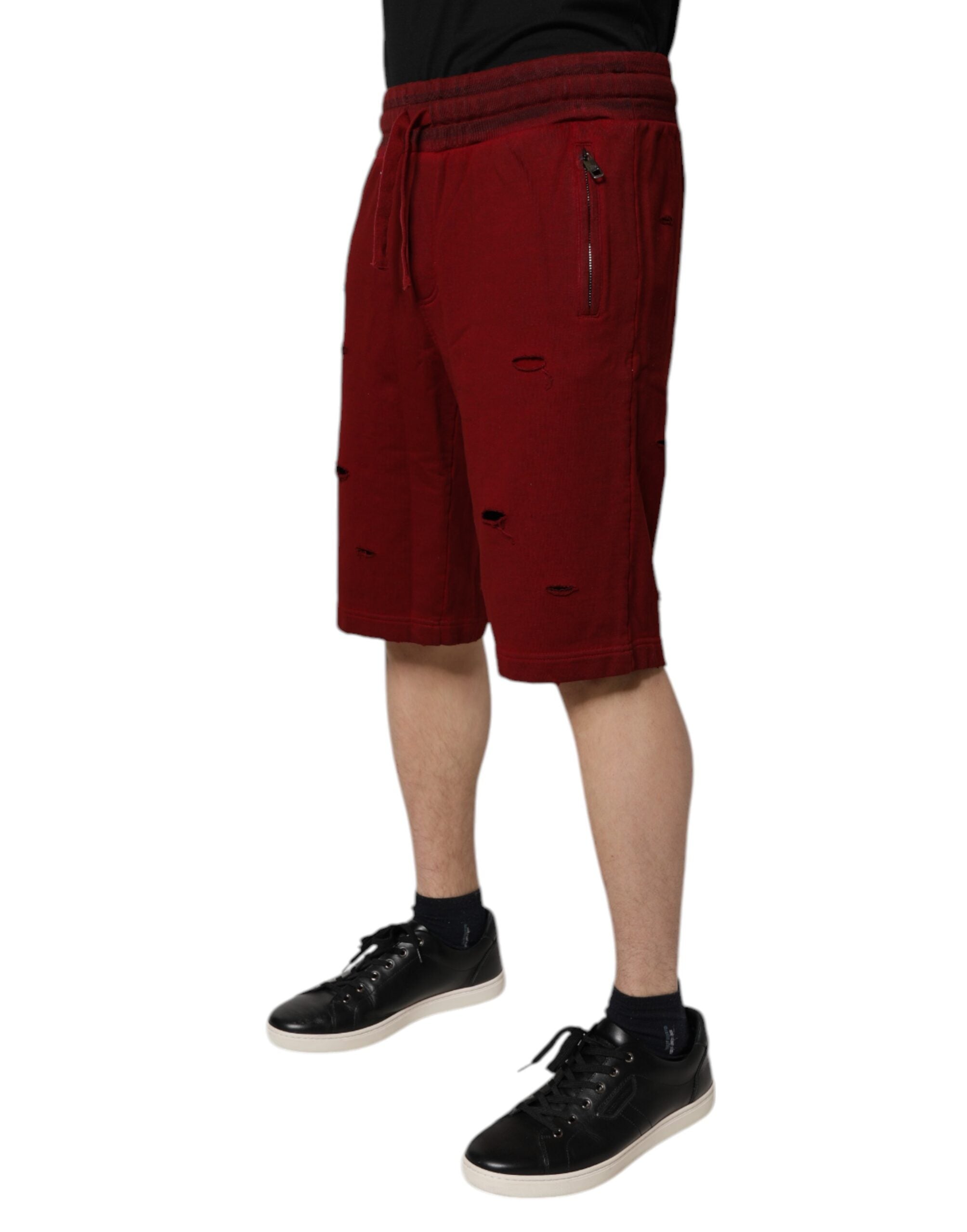 Bordeaux Cotton Bermuda Men Sweatshorts Shorts - ventzia