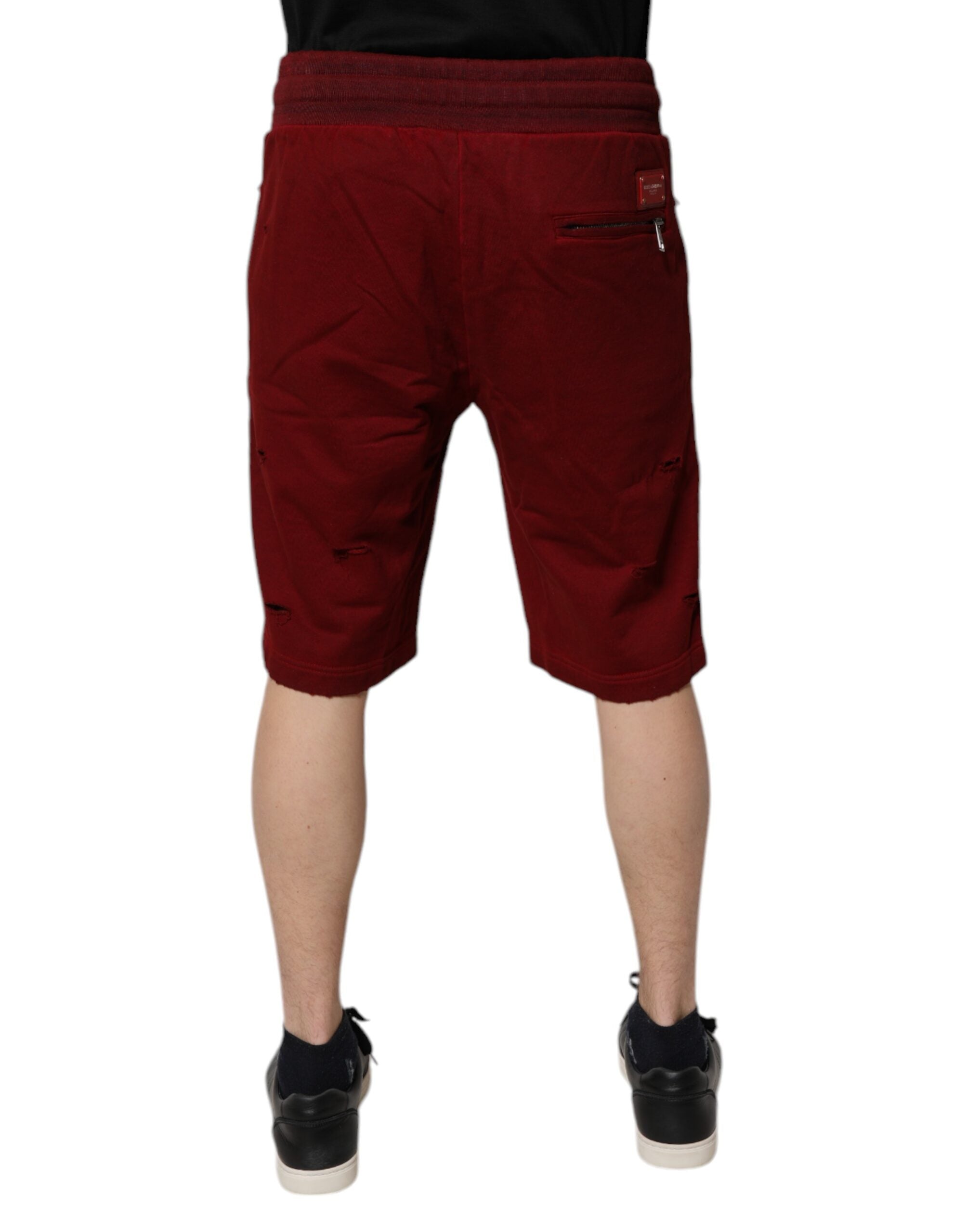 Bordeaux Cotton Bermuda Men Sweatshorts Shorts - ventzia
