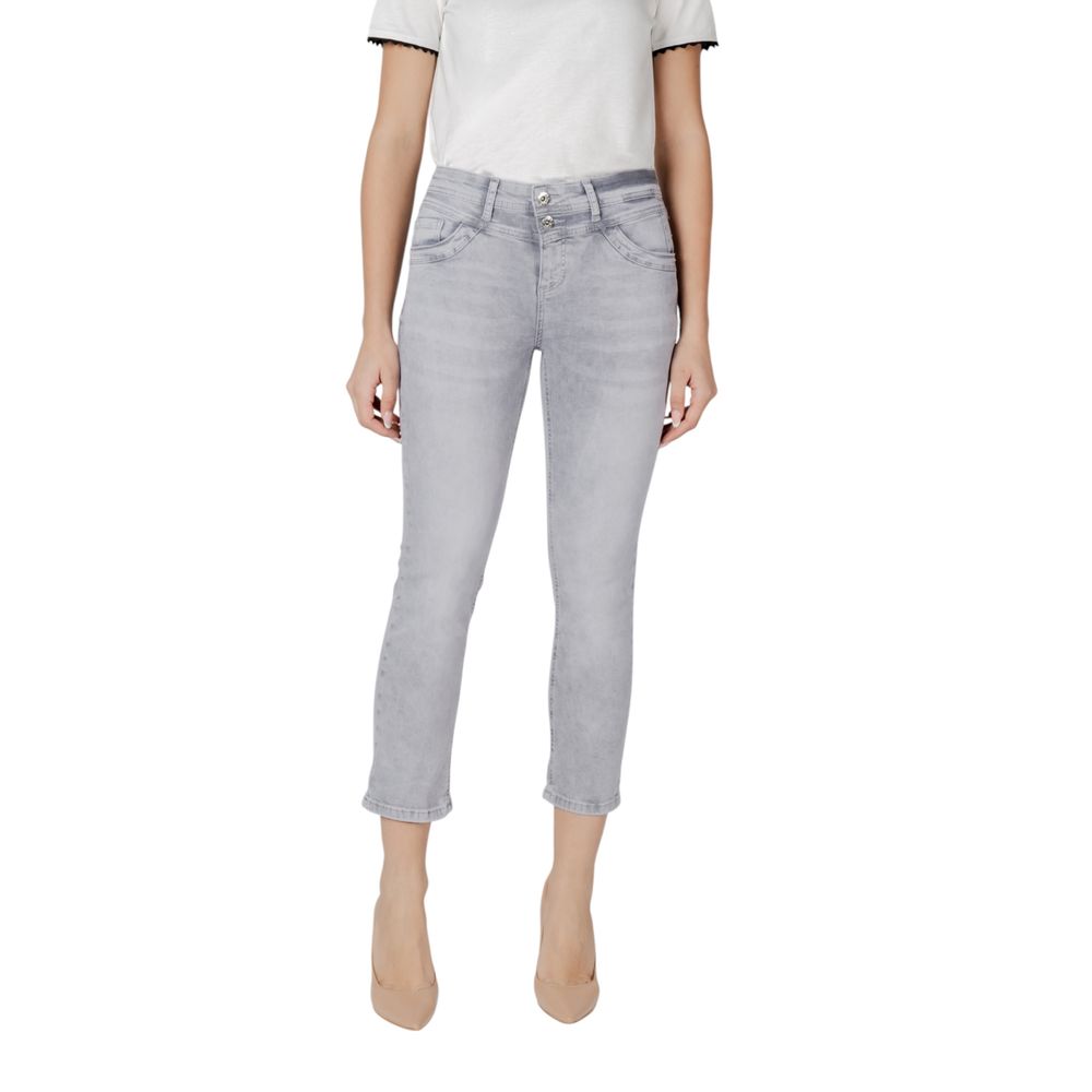 Gray Cotton Skinny Jeans - ventzia