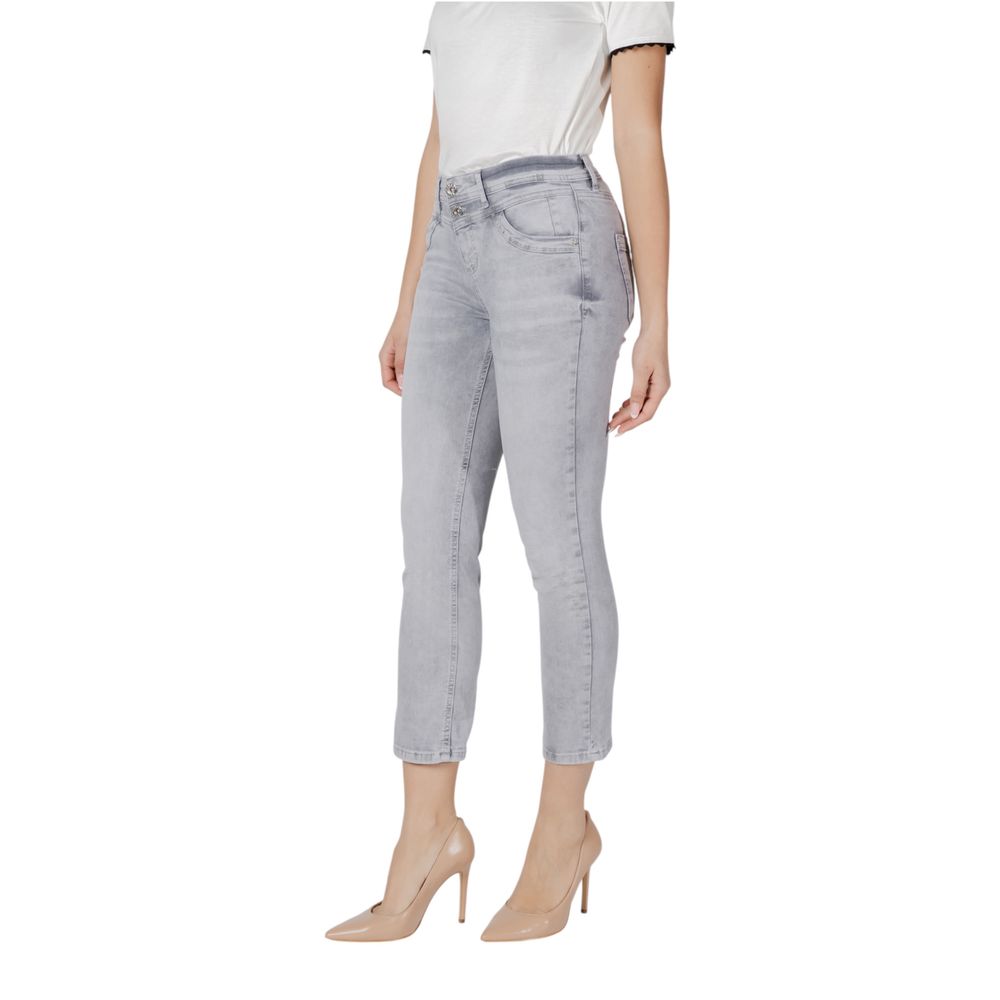 Gray Cotton Skinny Jeans - ventzia