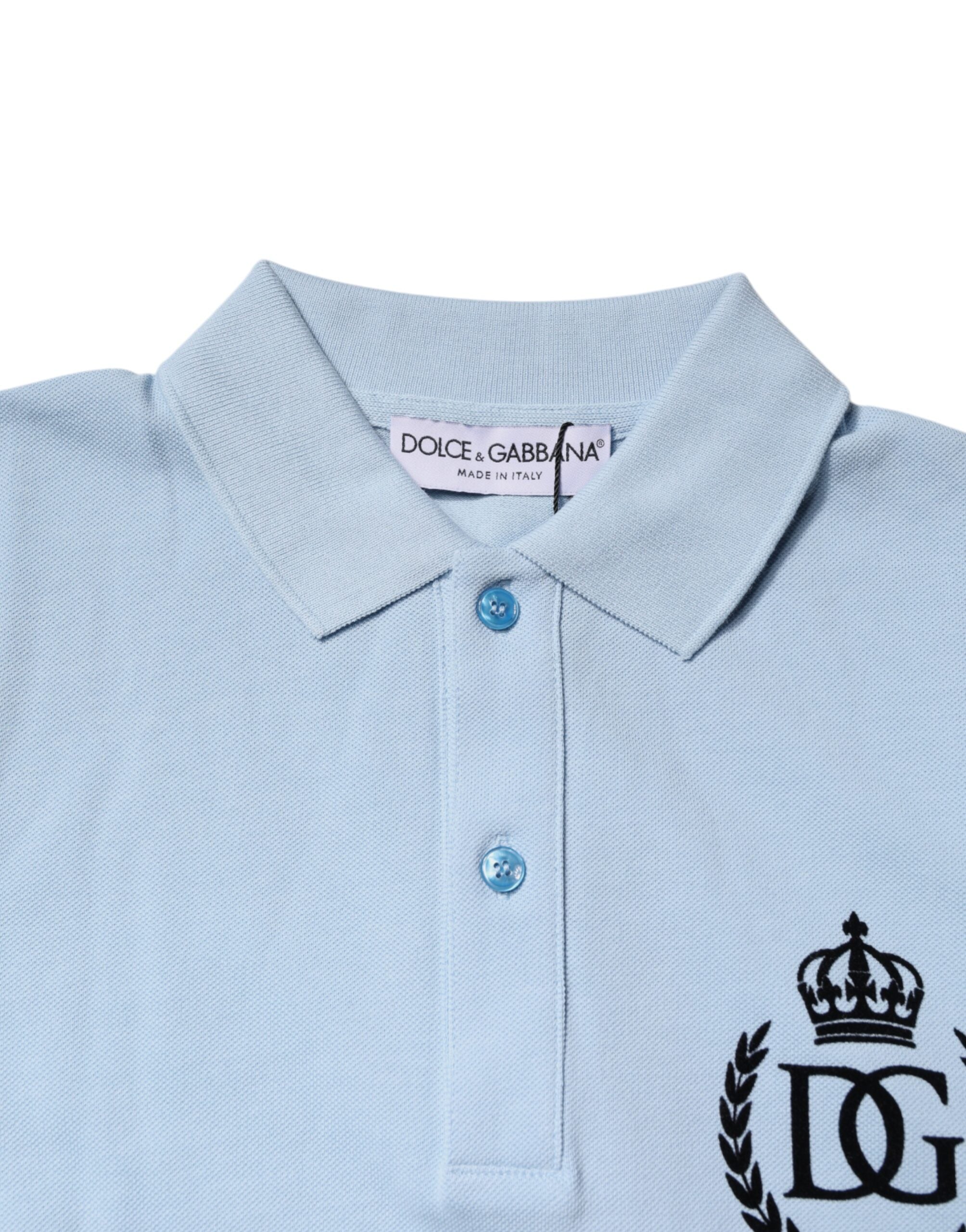 Sky Blue Cotton Crown Collared Polo T-shirt - ventzia