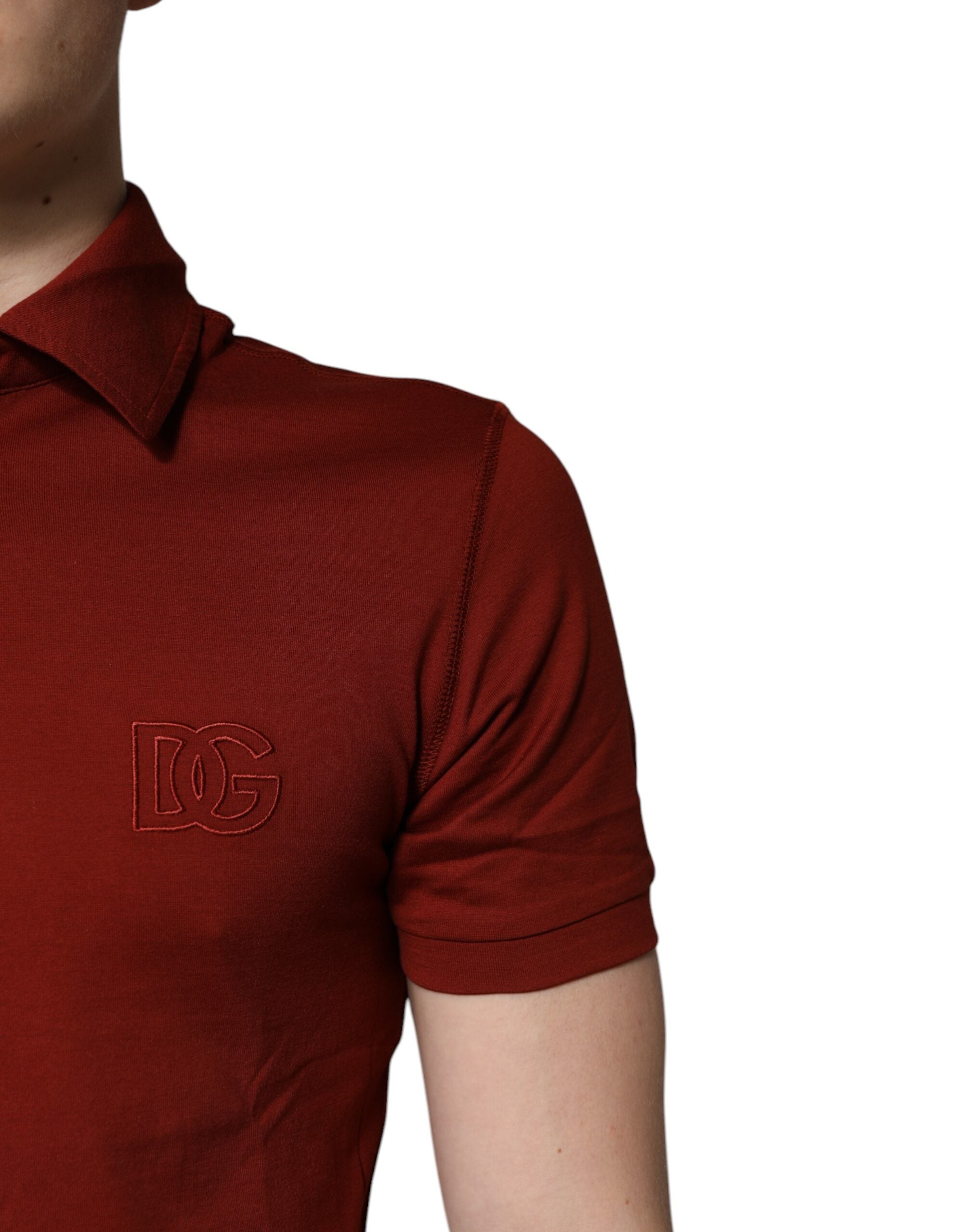 Red Cotton DG Logo Collared Men Polo T-shirt - ventzia
