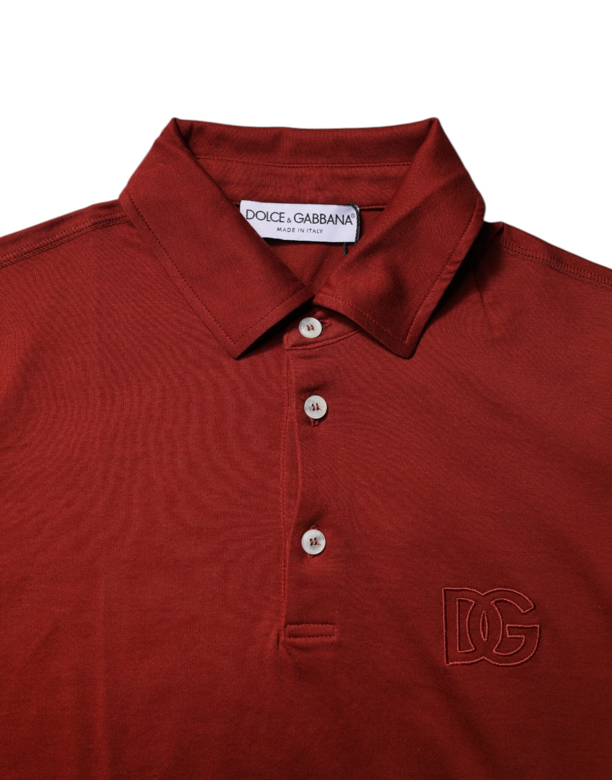 Red Cotton DG Logo Collared Men Polo T-shirt - ventzia