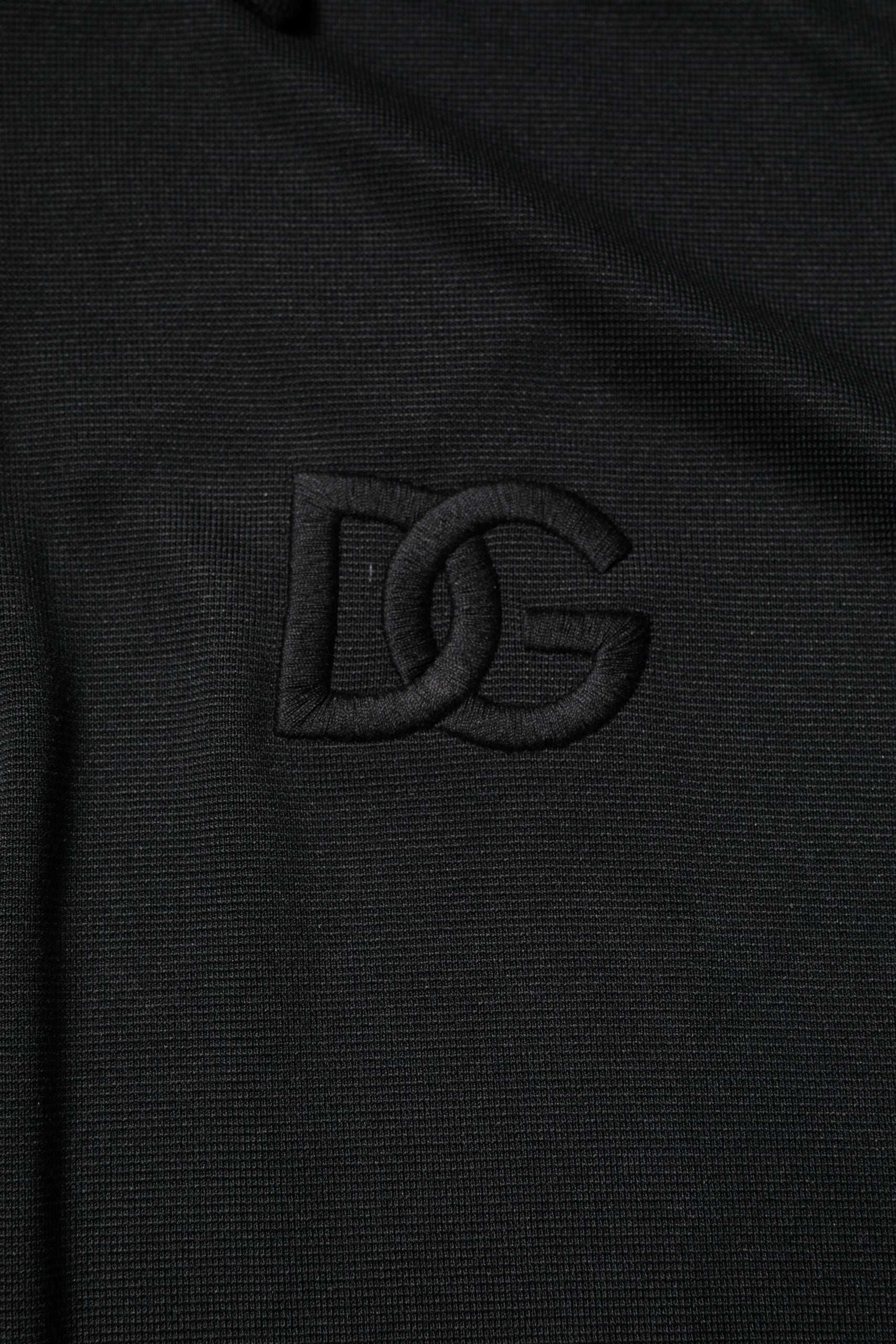 Black Polyester DG Logo Collared Polo T-shirt - ventzia