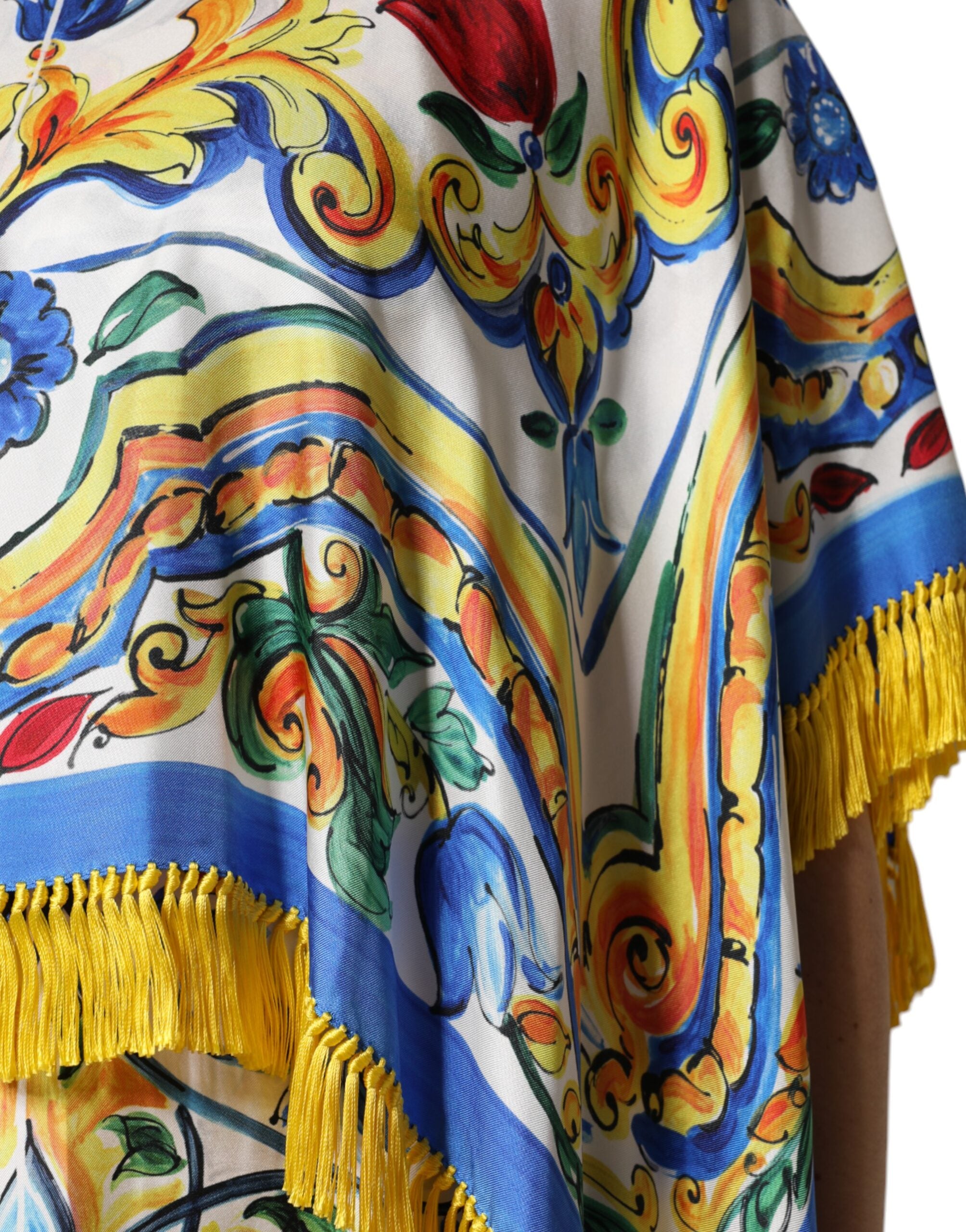 Multicolor Majolica Kaftan Short Sleeves Maxi Dress - ventzia