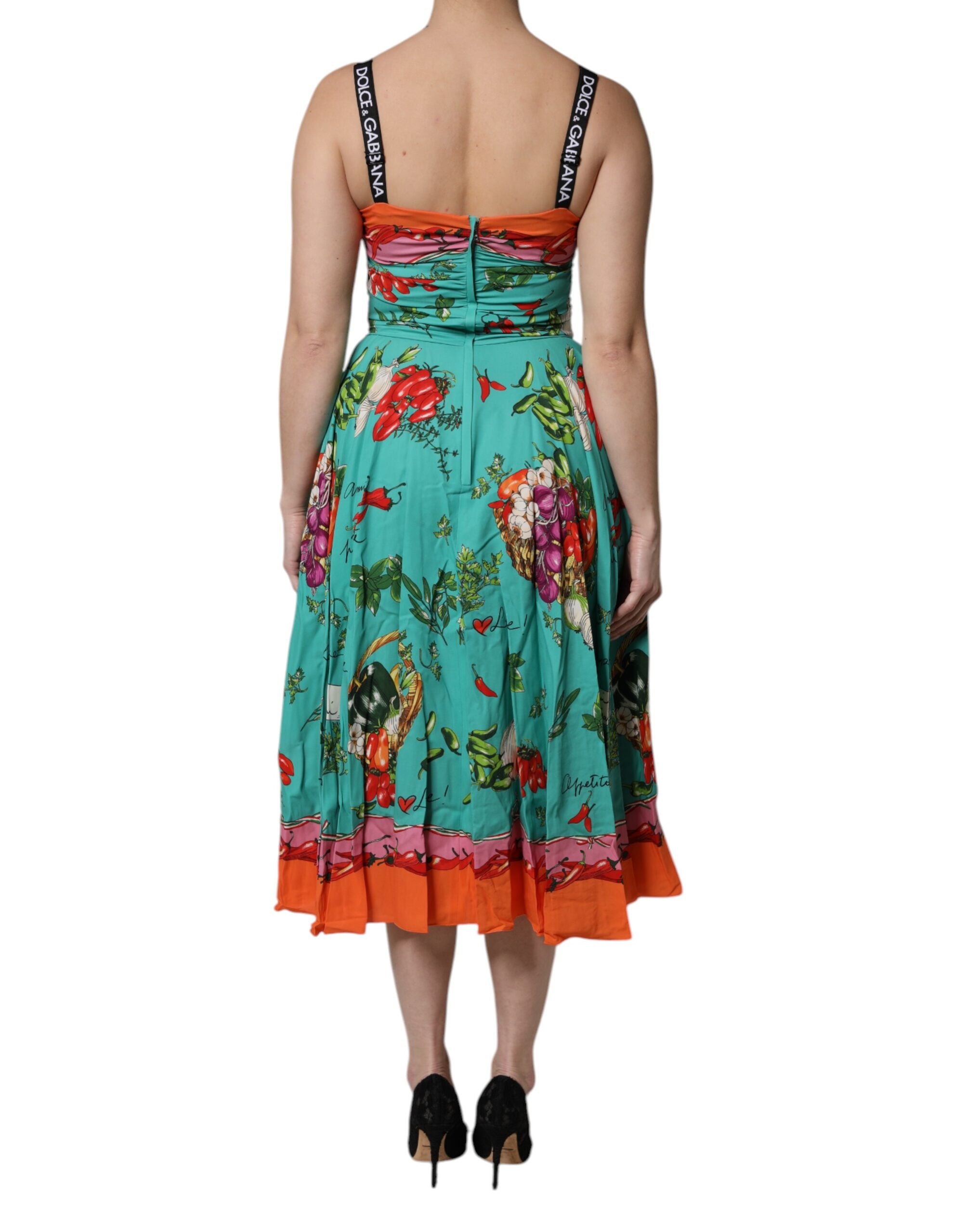 Multicolor Printed Silk Sleeveless Midi Dress - ventzia