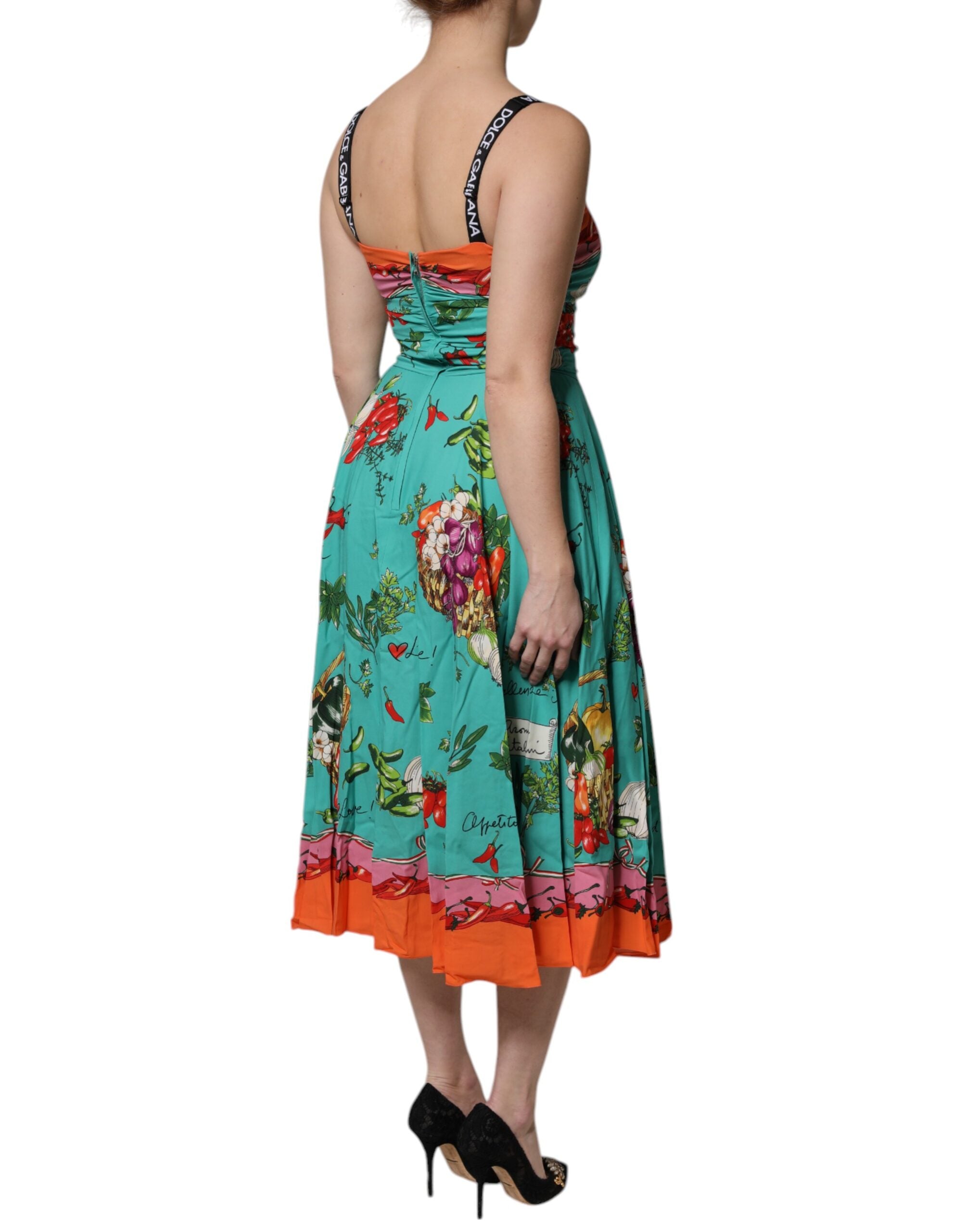 Multicolor Printed Silk Sleeveless Midi Dress - ventzia