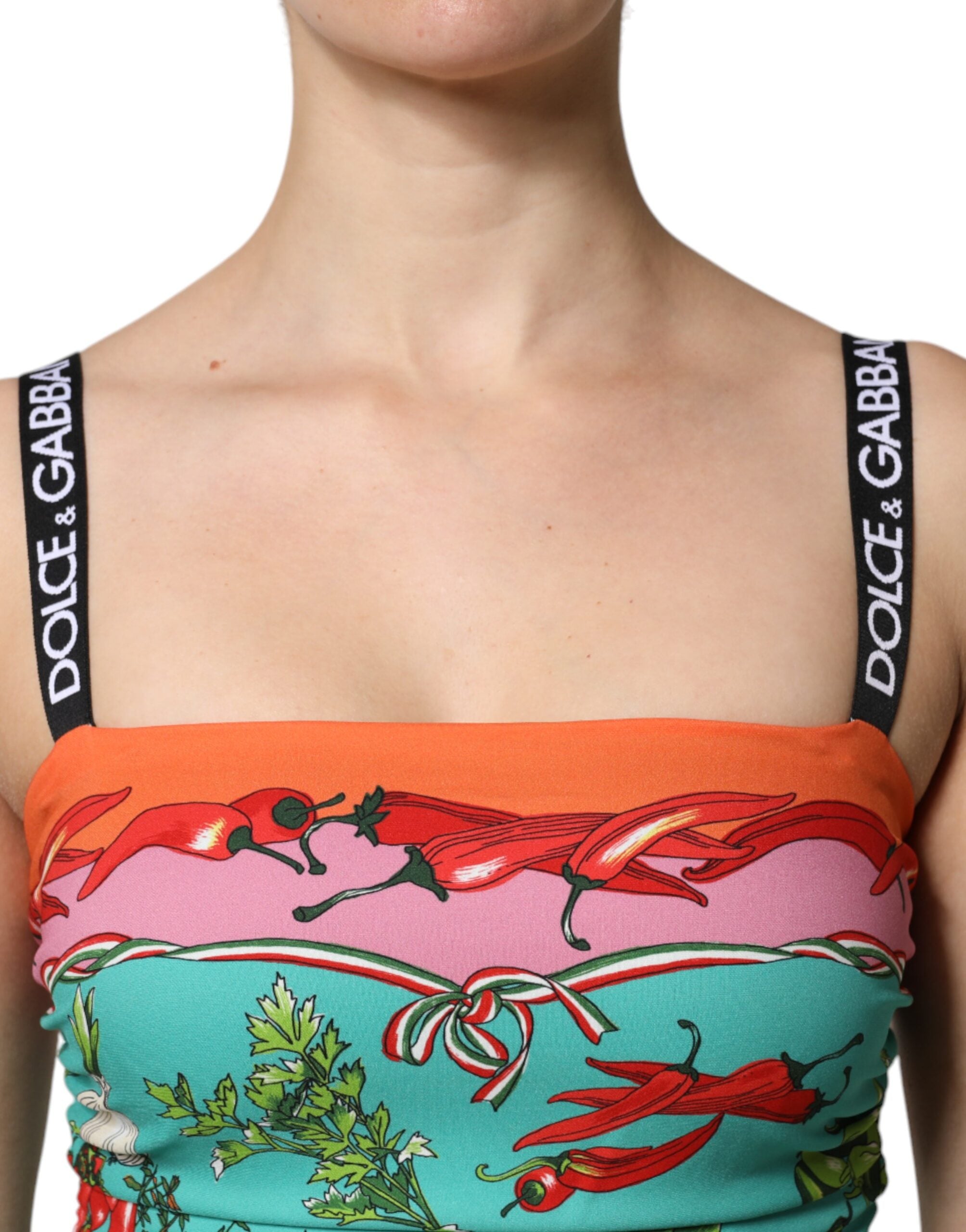 Multicolor Printed Silk Sleeveless Midi Dress - ventzia