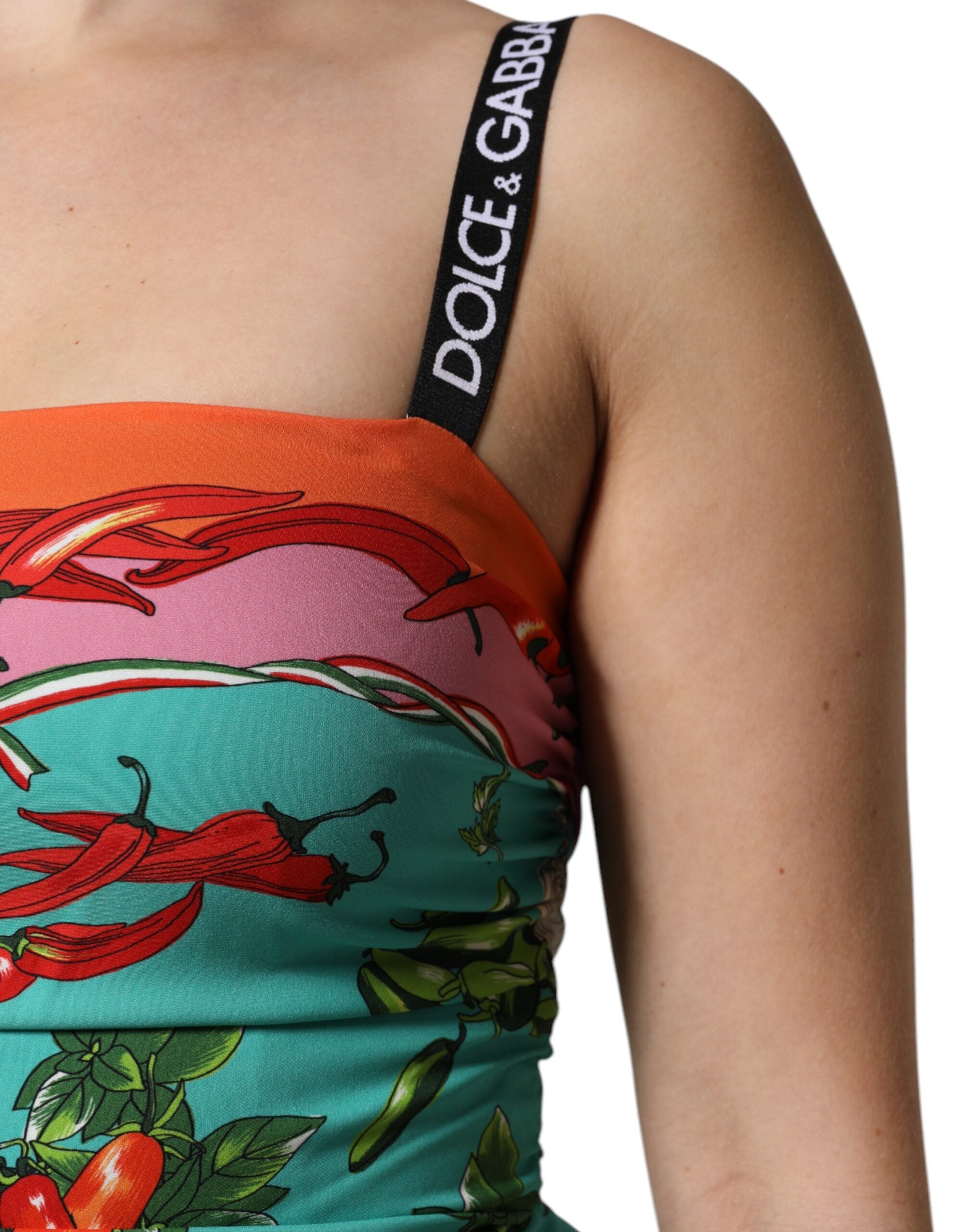 Multicolor Printed Silk Sleeveless Midi Dress - ventzia