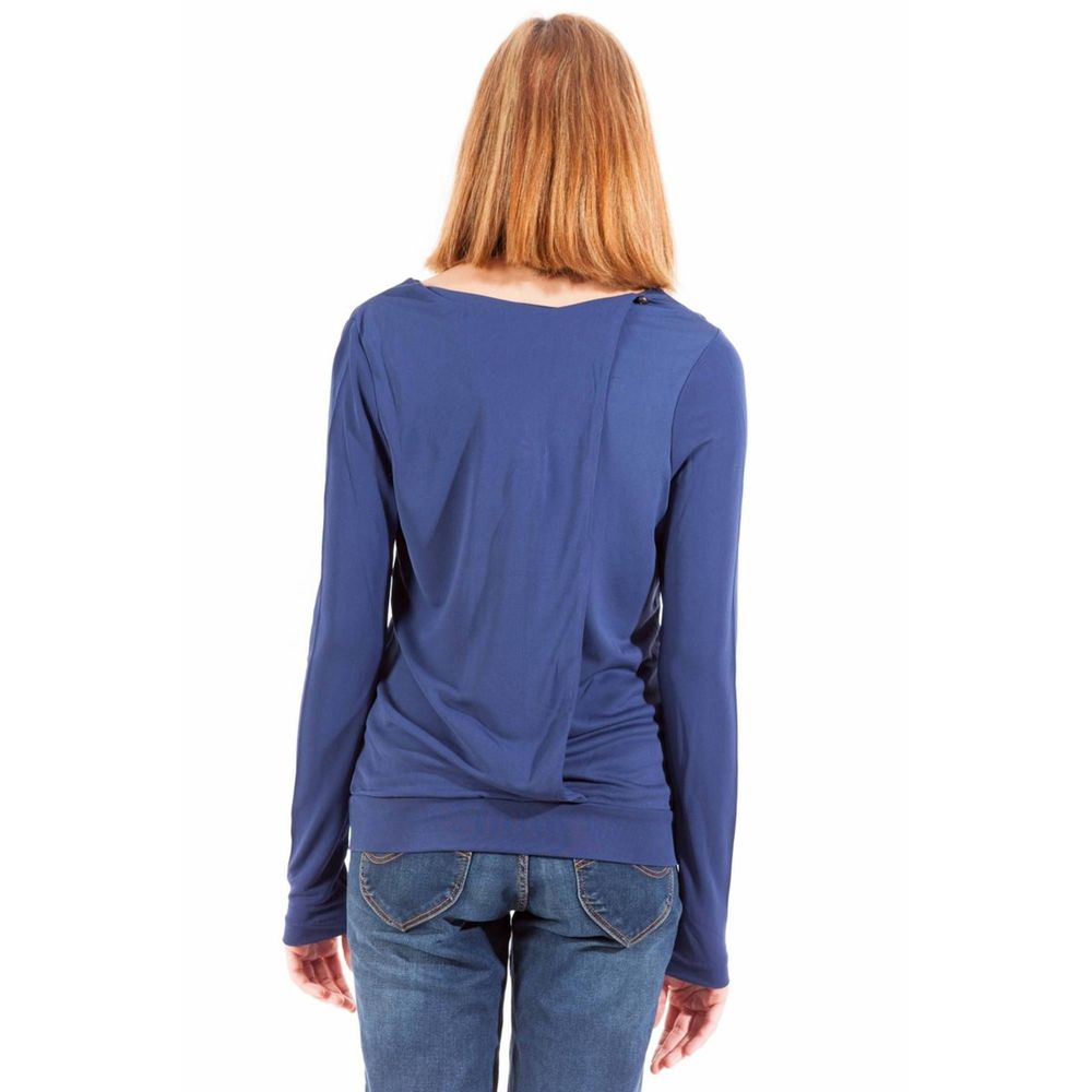 Blue Viscose Women T-Shirt - ventzia