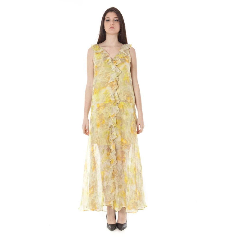 Yellow Polyester Dress - ventzia